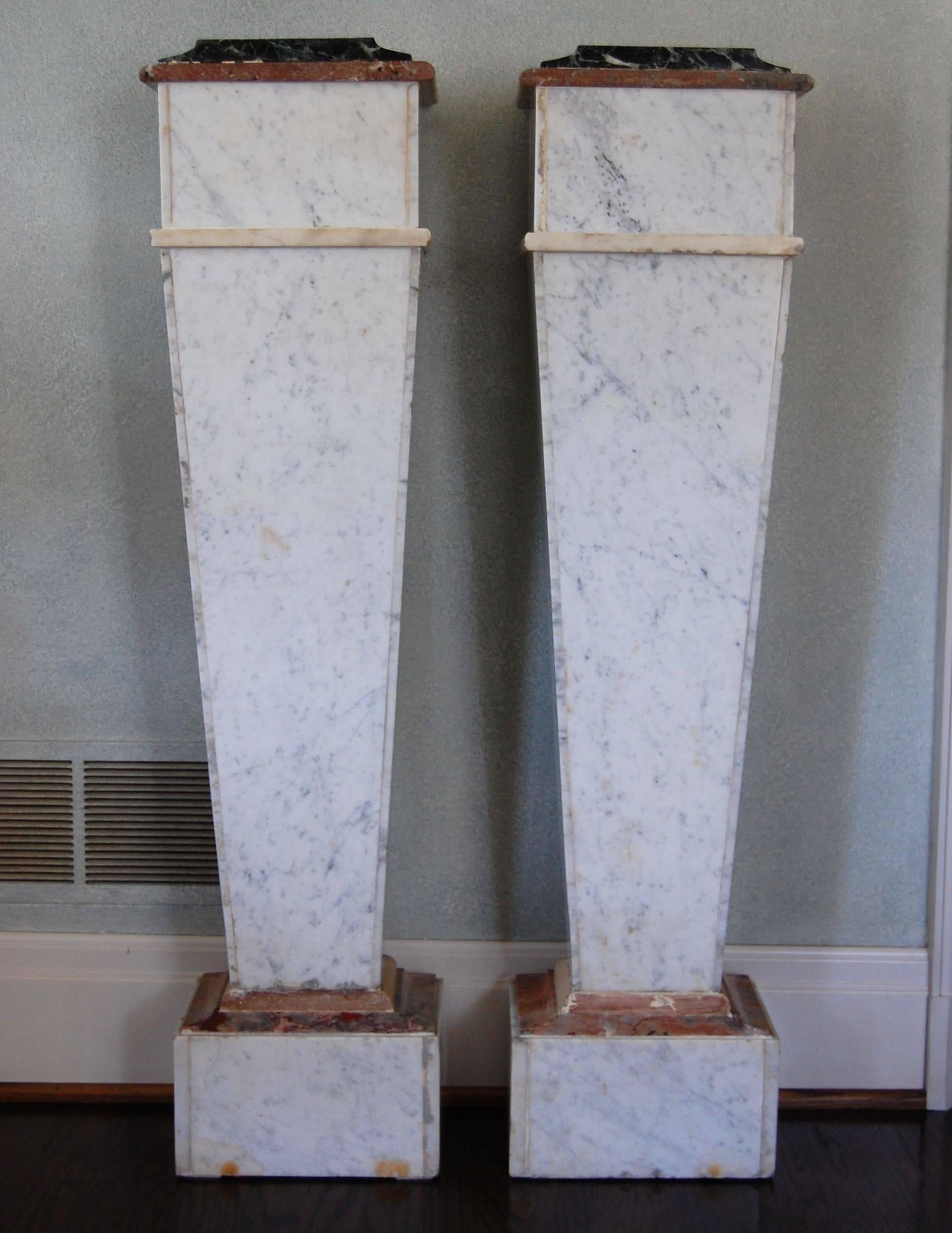 Pair of Italian Neoclassical Marble Pedestals, Late 19th Century For Sale 5