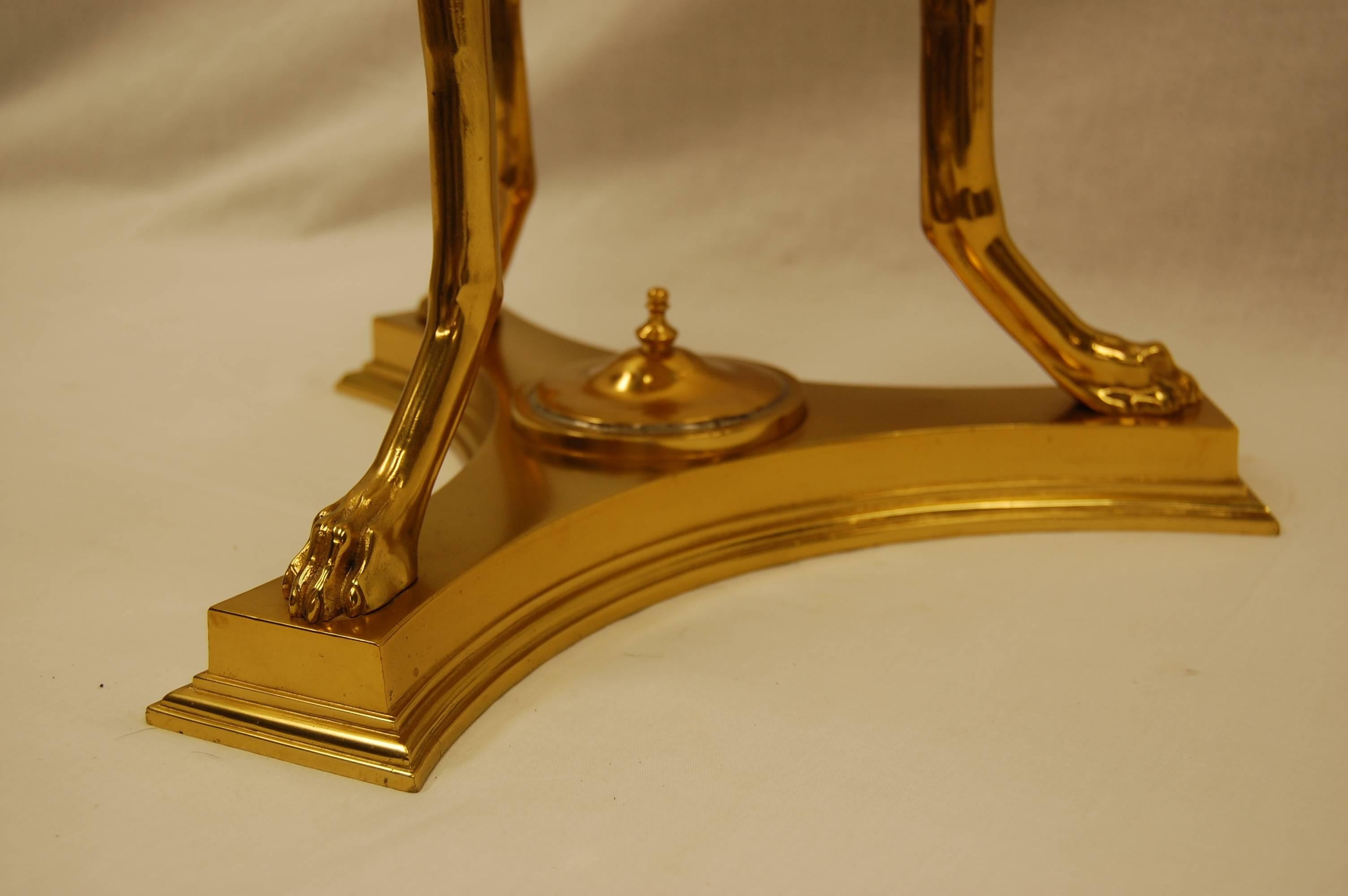 Gilt 19th Century Copy of Roman Brazier in Gold Vermiel Finish with Marble Top For Sale