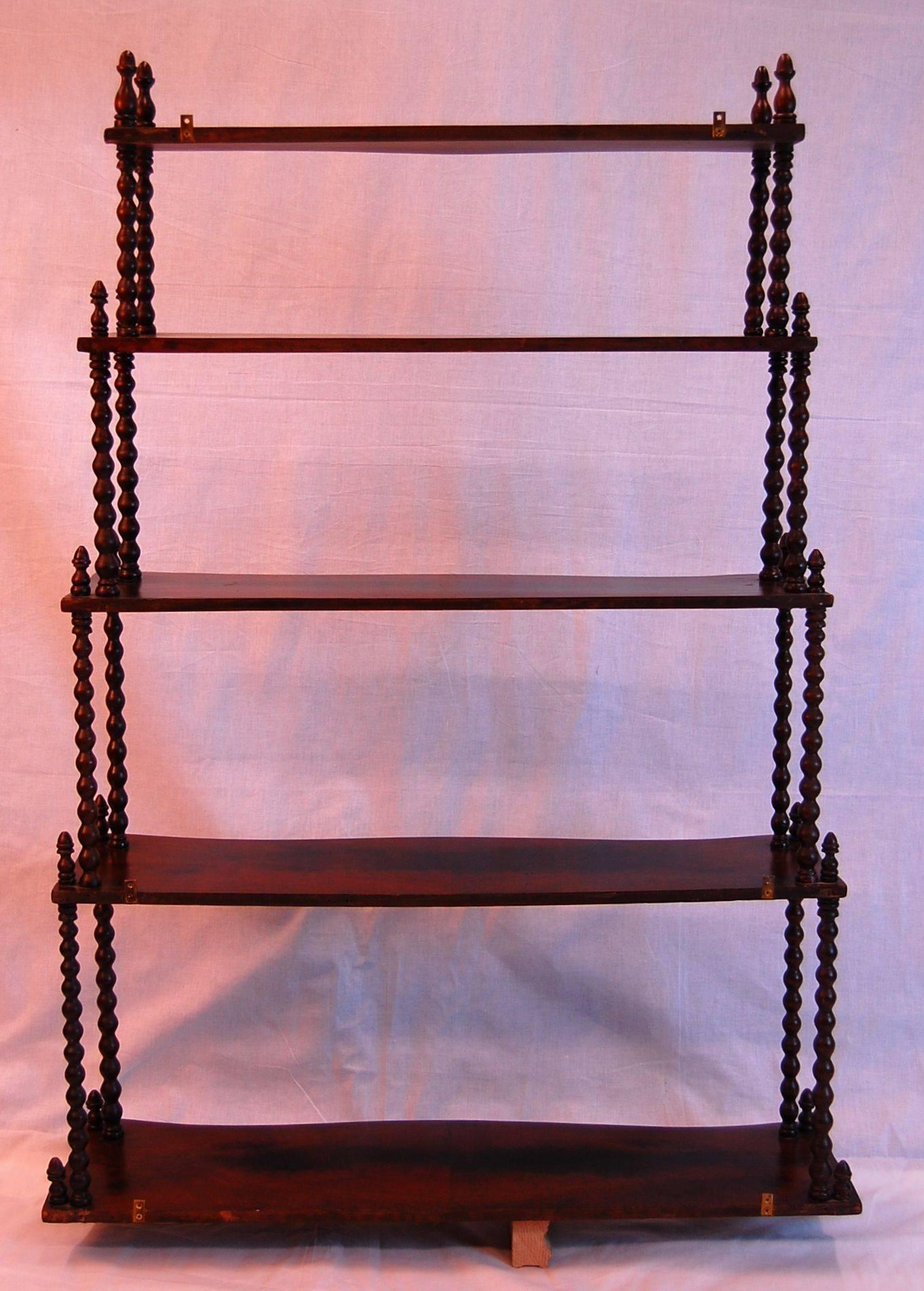 Hand-Crafted Mahogany Five-Tier Wall Mount Étagère, circa 1865