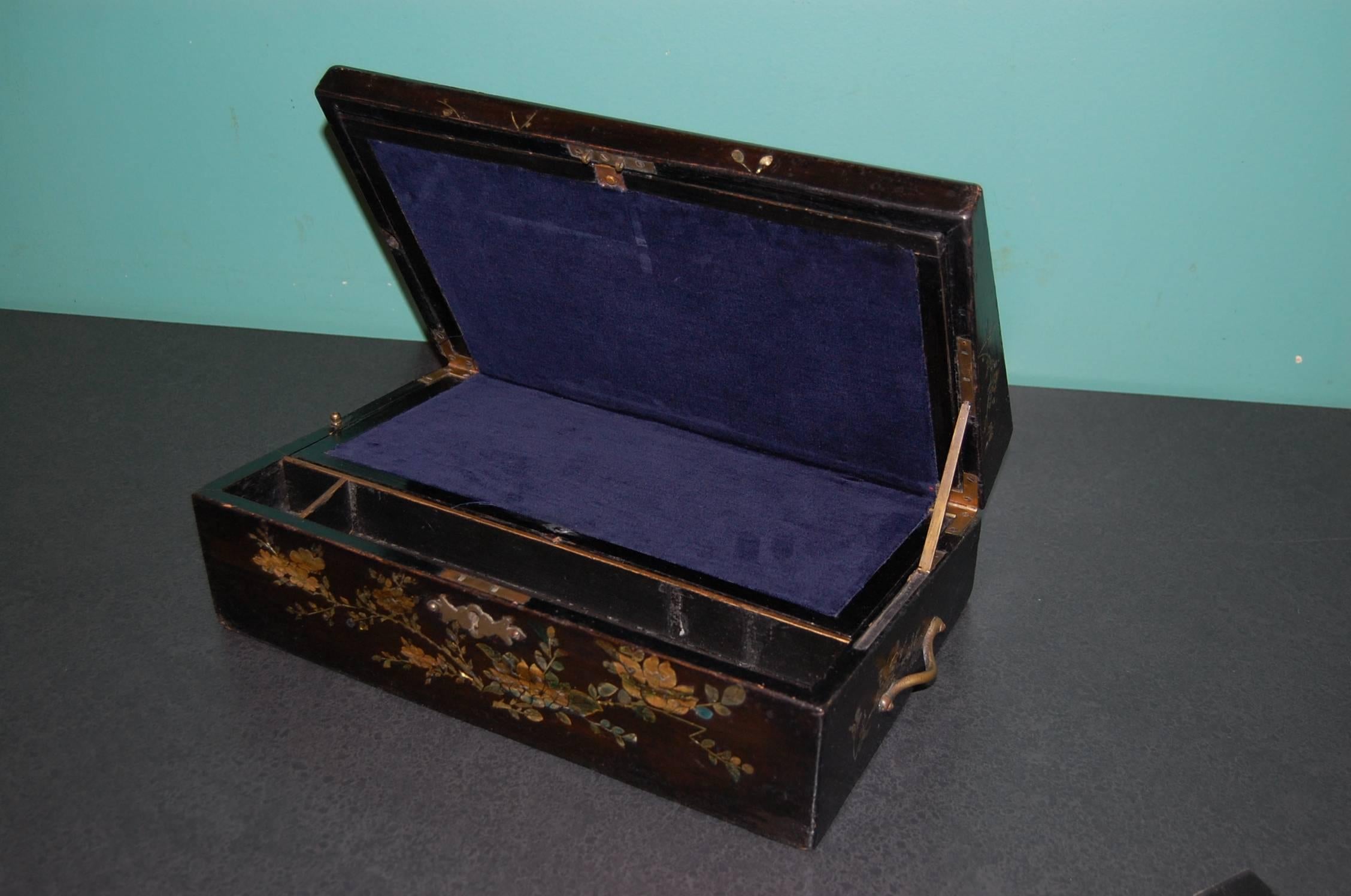19th Century Chinoiserie Decorated Inlaid Writing Box 4