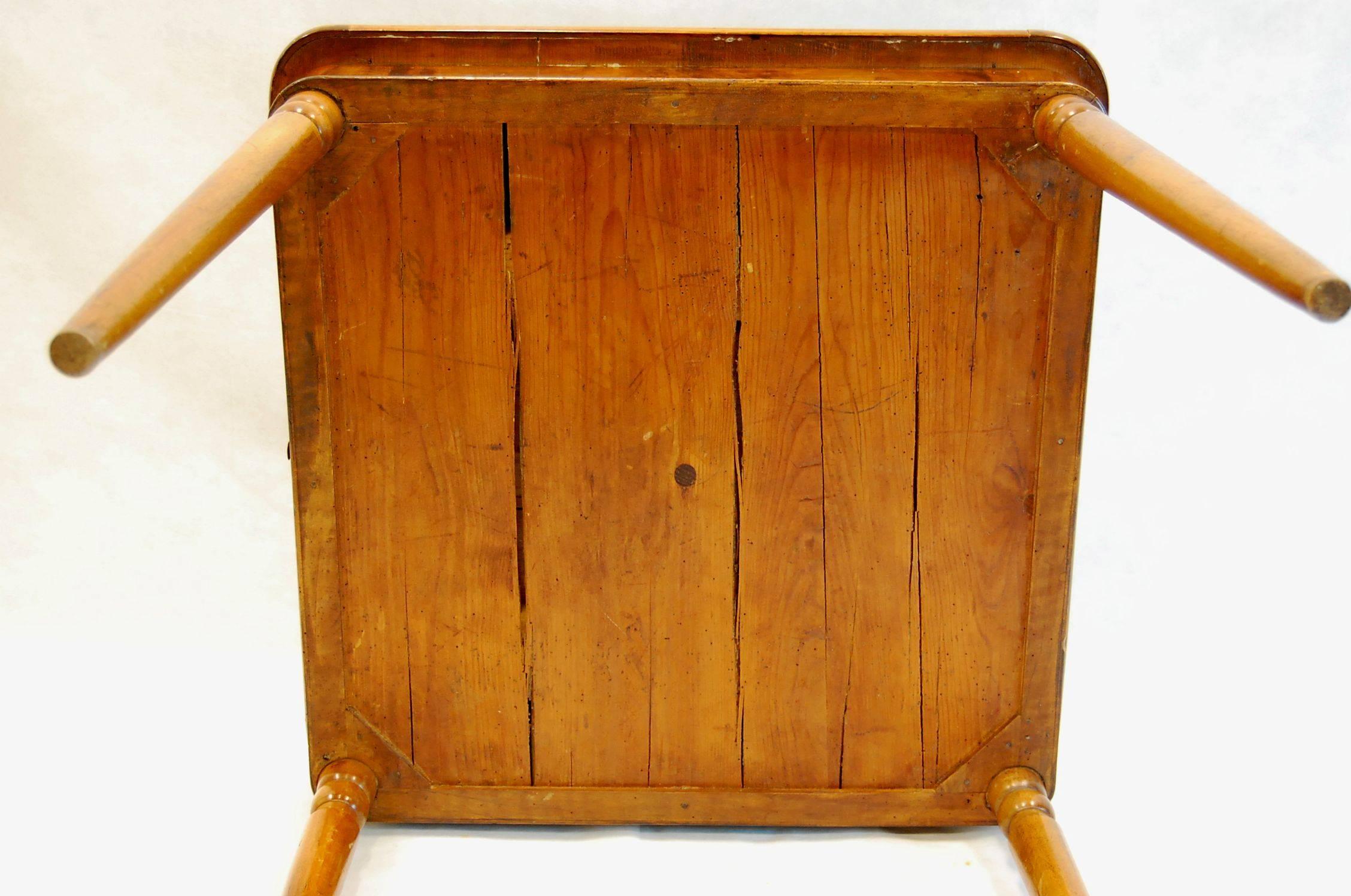 Hand-Carved Antique Walnut French Card Table with Leather Top, circa 1830