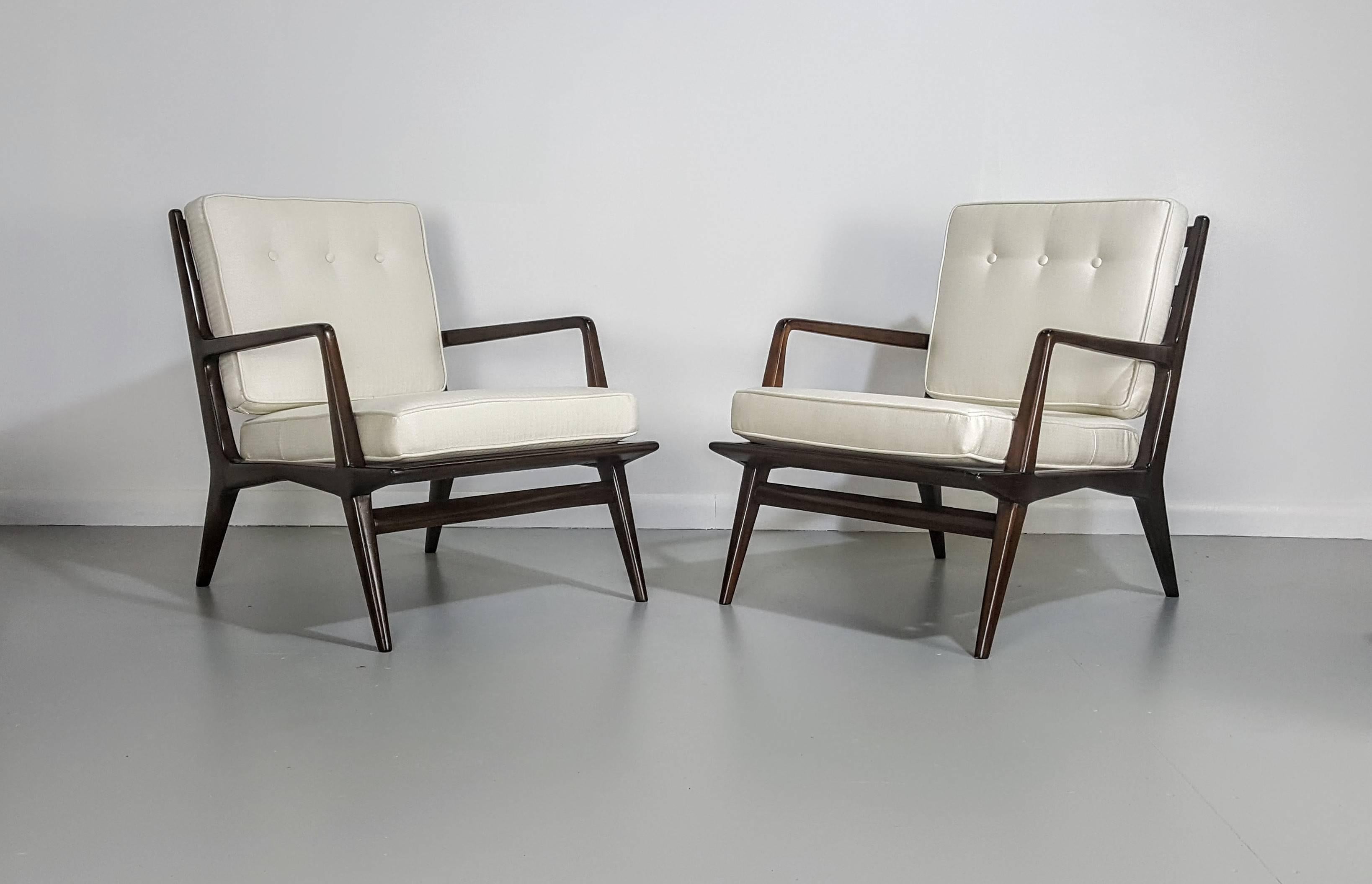 Pair of Carlo di Carli Lounge Chairs with Ottomans for Singer & Sons, Italy 1950 2