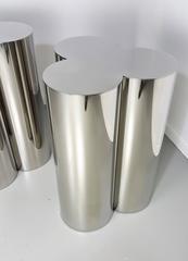 Custom Trefoil Dining Table Pedestal Bases in Mirror Polished Stainless Steel