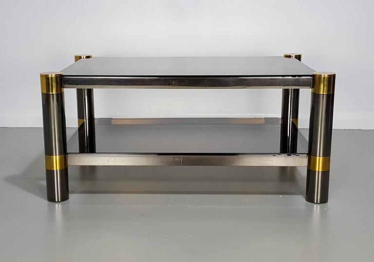 Karl Springer Coffee Table in Rare Gunmetal and Gold Tone Finish