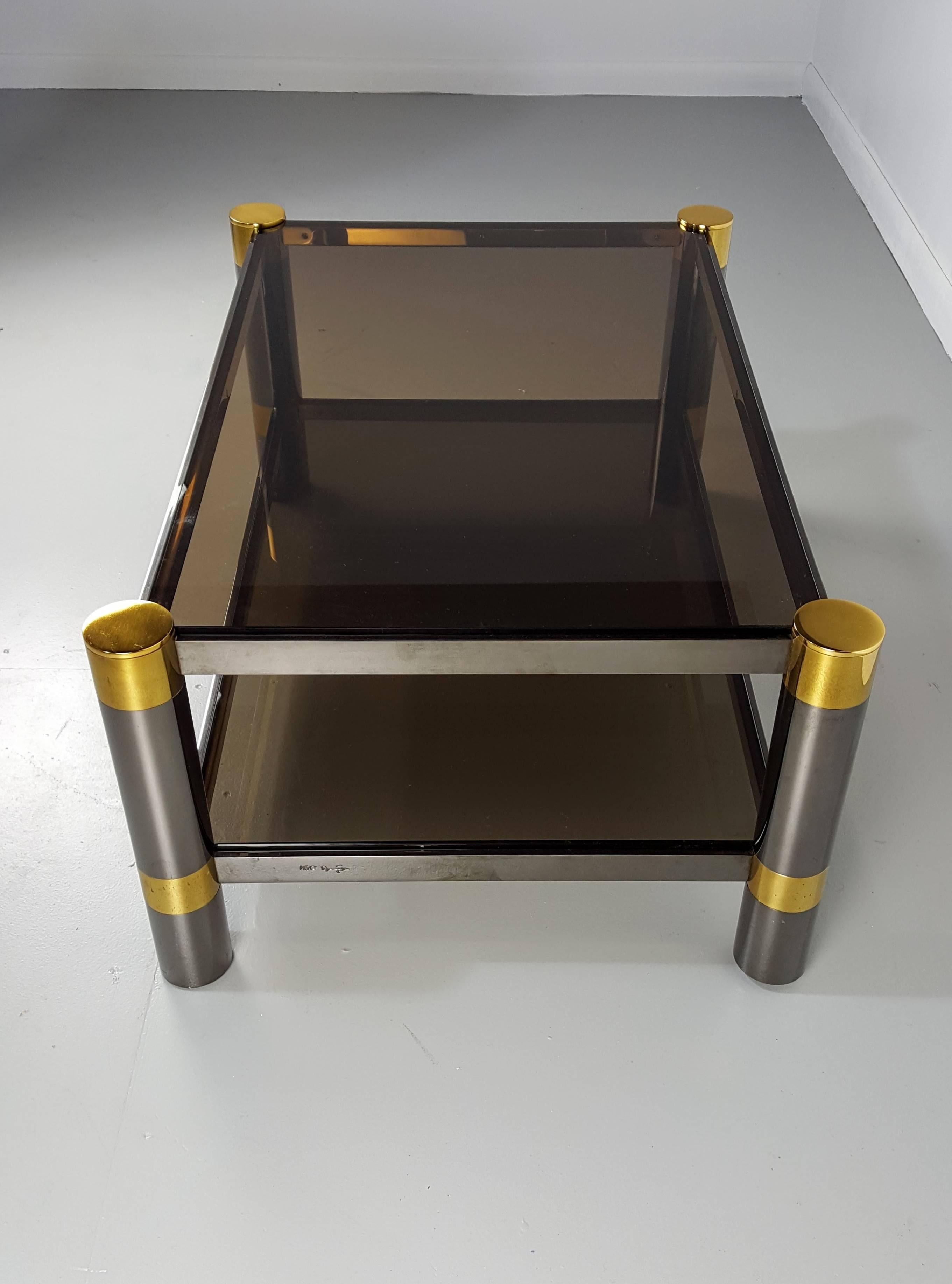 Late 20th Century Karl Springer Coffee Table in Rare Gunmetal and Gold Tone Finish, Signed, 1970s