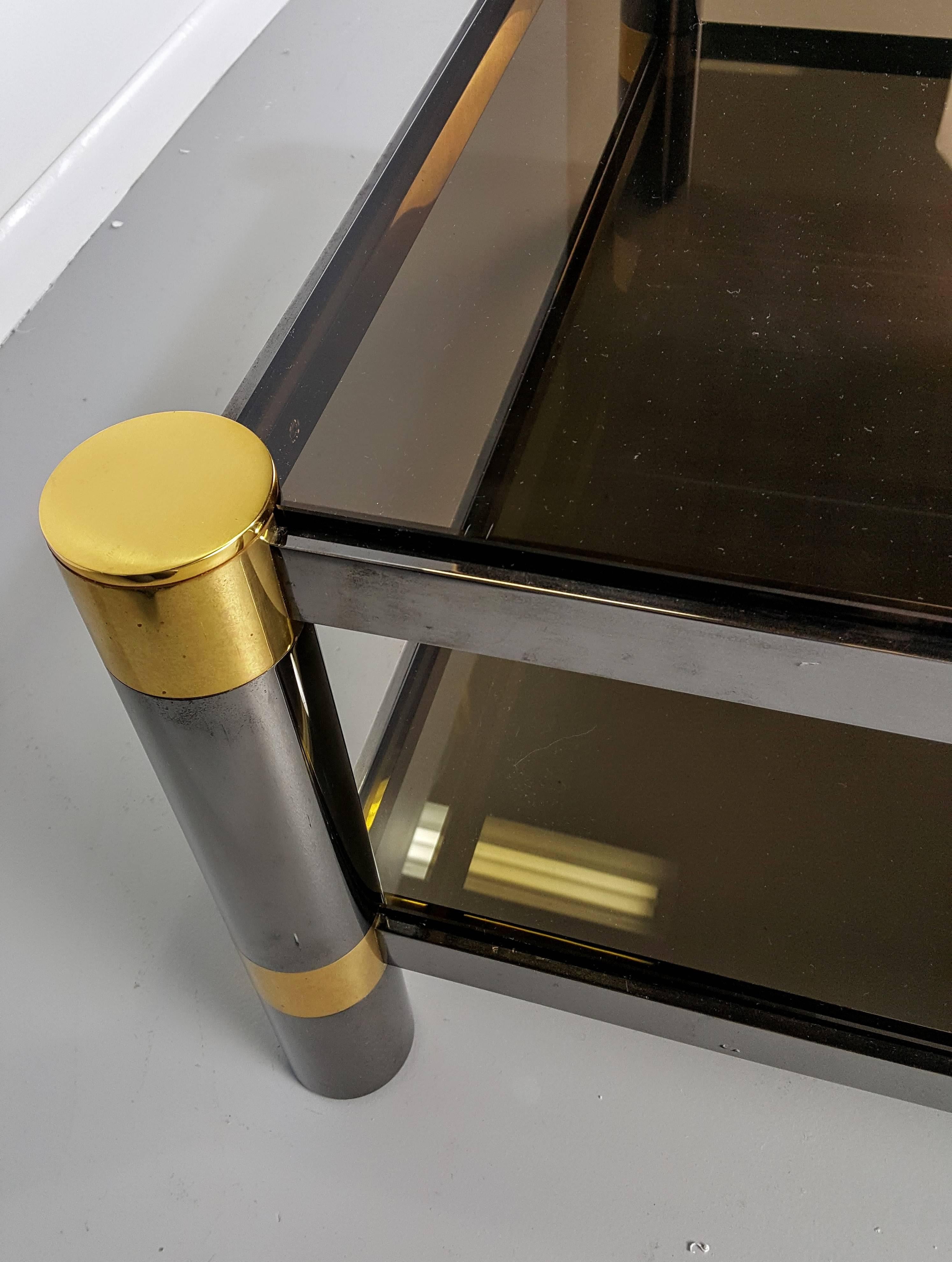Karl Springer Coffee Table in Rare Gunmetal and Gold Tone Finish, Signed, 1970s 1