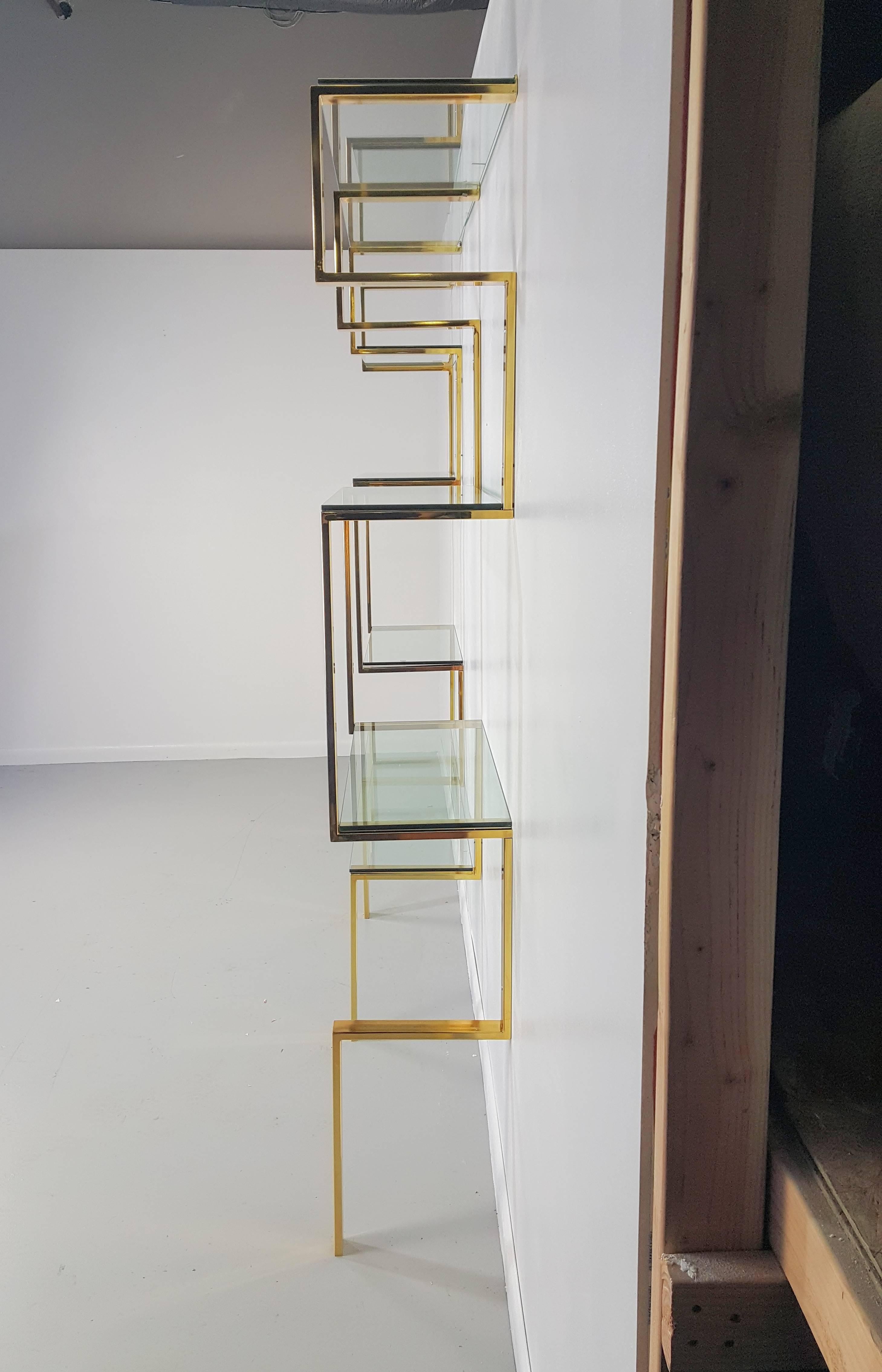 Architectural Brass Etagere Shelving Unit after Milo Baughman, 1970s In Excellent Condition In New York, NY
