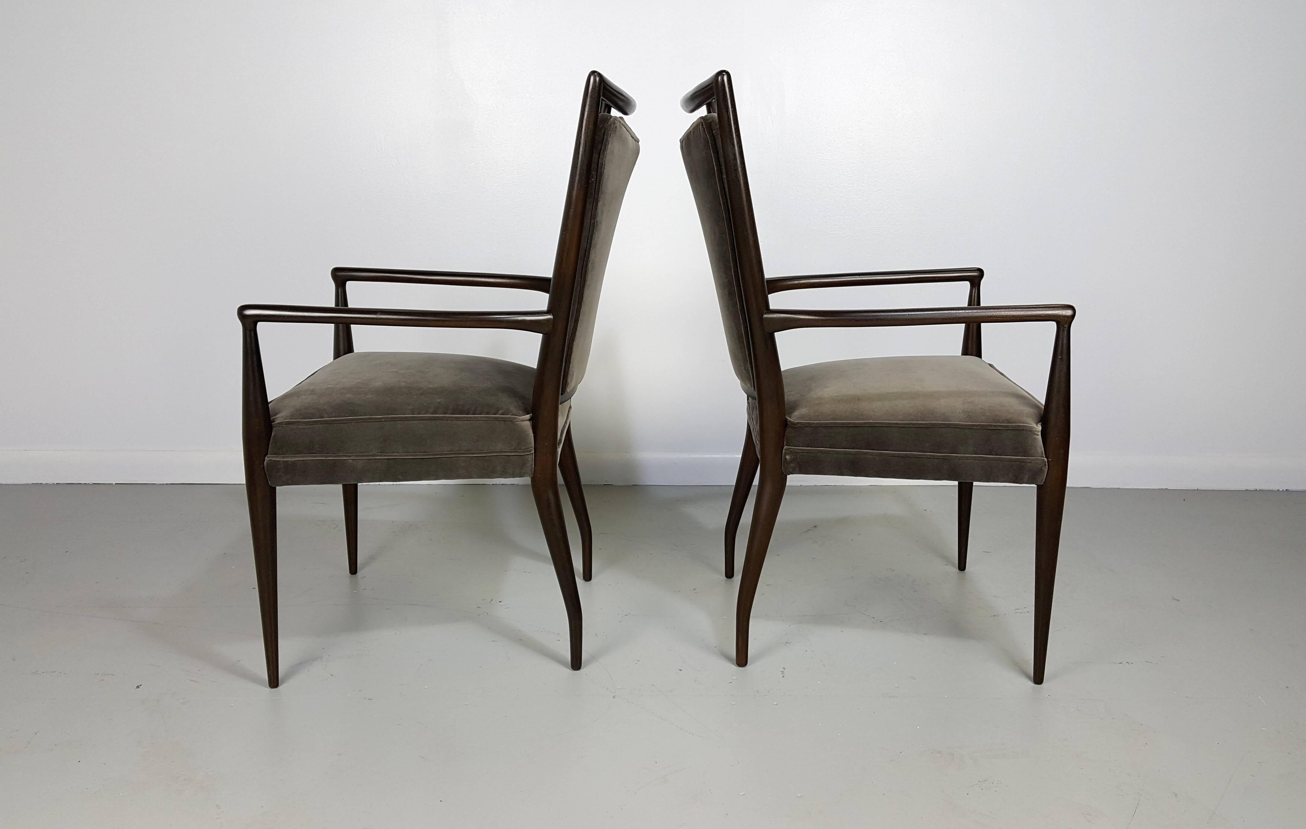 Pair of Sculptural Mahogany Armchairs by J. Stewart Clingman, 1950s In Excellent Condition In New York, NY
