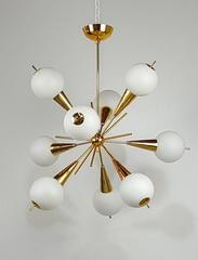 Stunning Nine-Globe Sputnik Chandelier Attributed to Stilnovo, Italy, 1950s