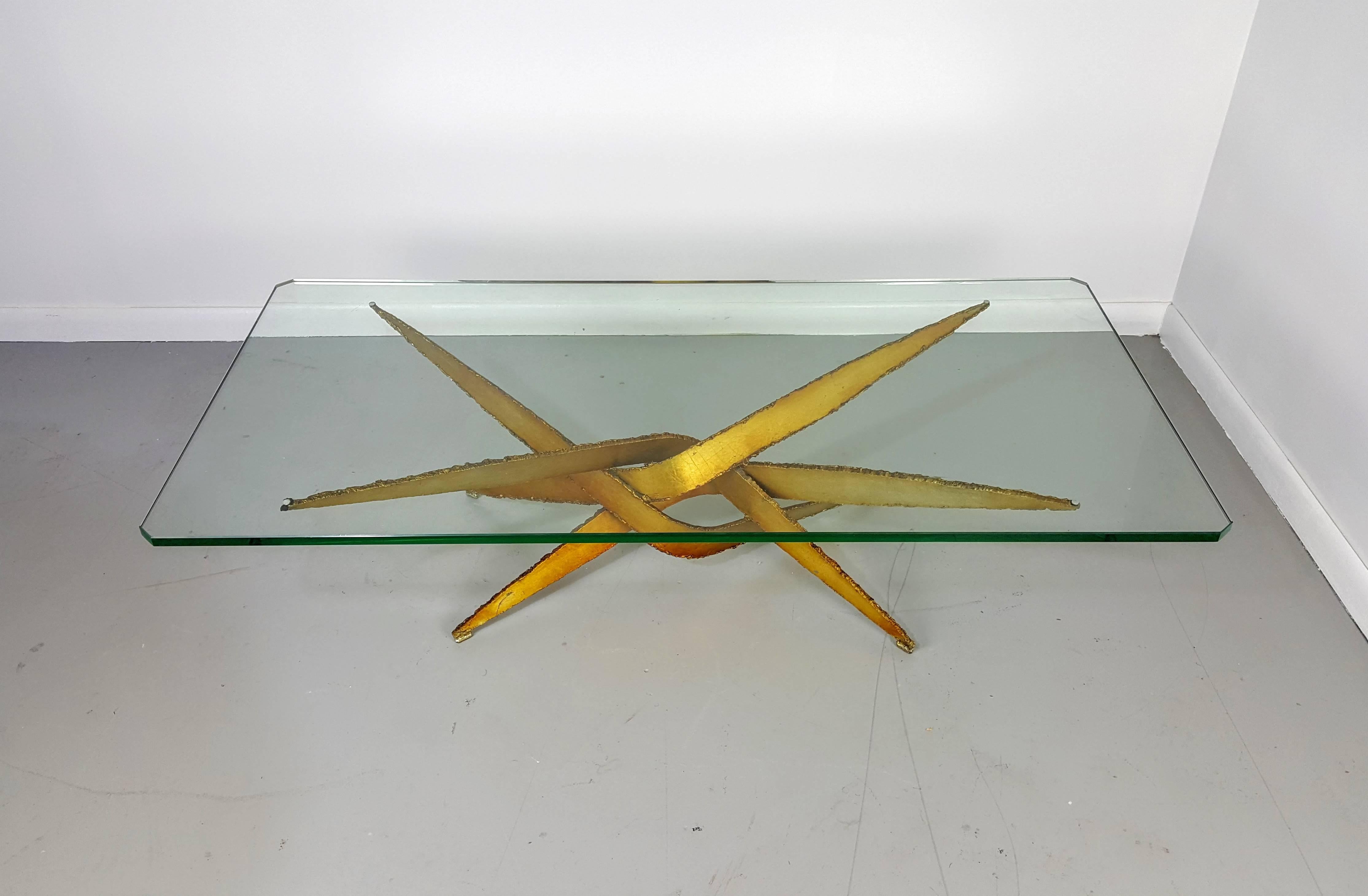 Mid-Century Modern Brutalist Torch Cut and Welded Steel Coffee Table, Mexico, 1970s