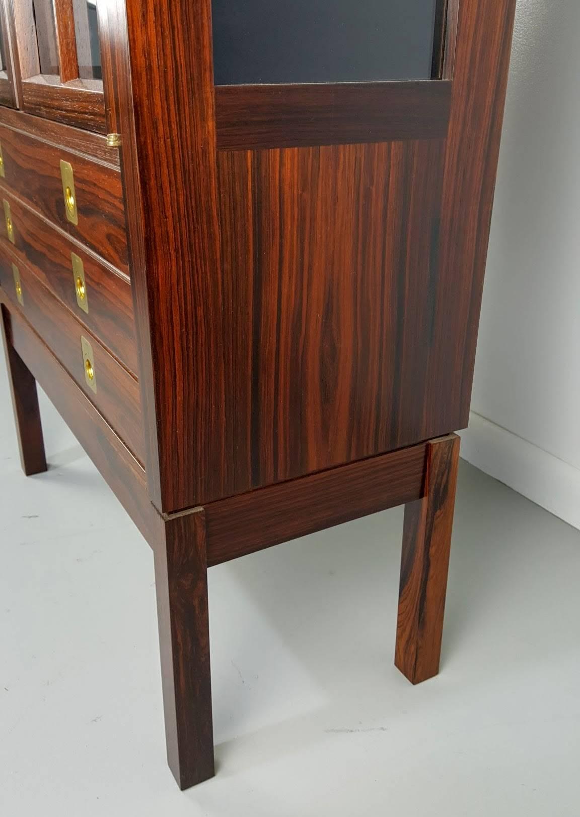 Norwegian Rosewood Lighted Curio Cabinet by Torbjørn Afdal, Norway, 1960s