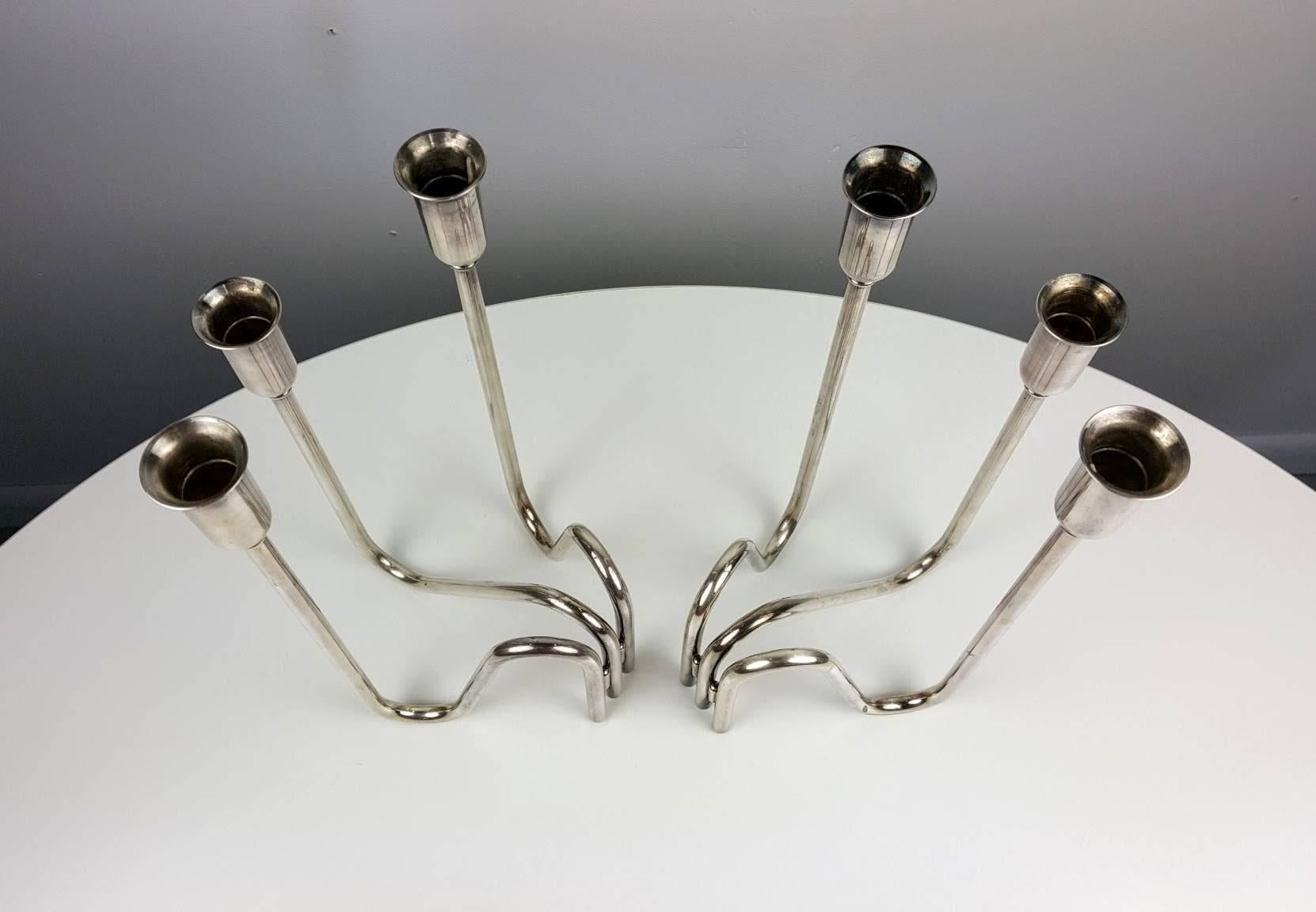 Mid-20th Century Pair of Large Dramatic Candelabra, Italy