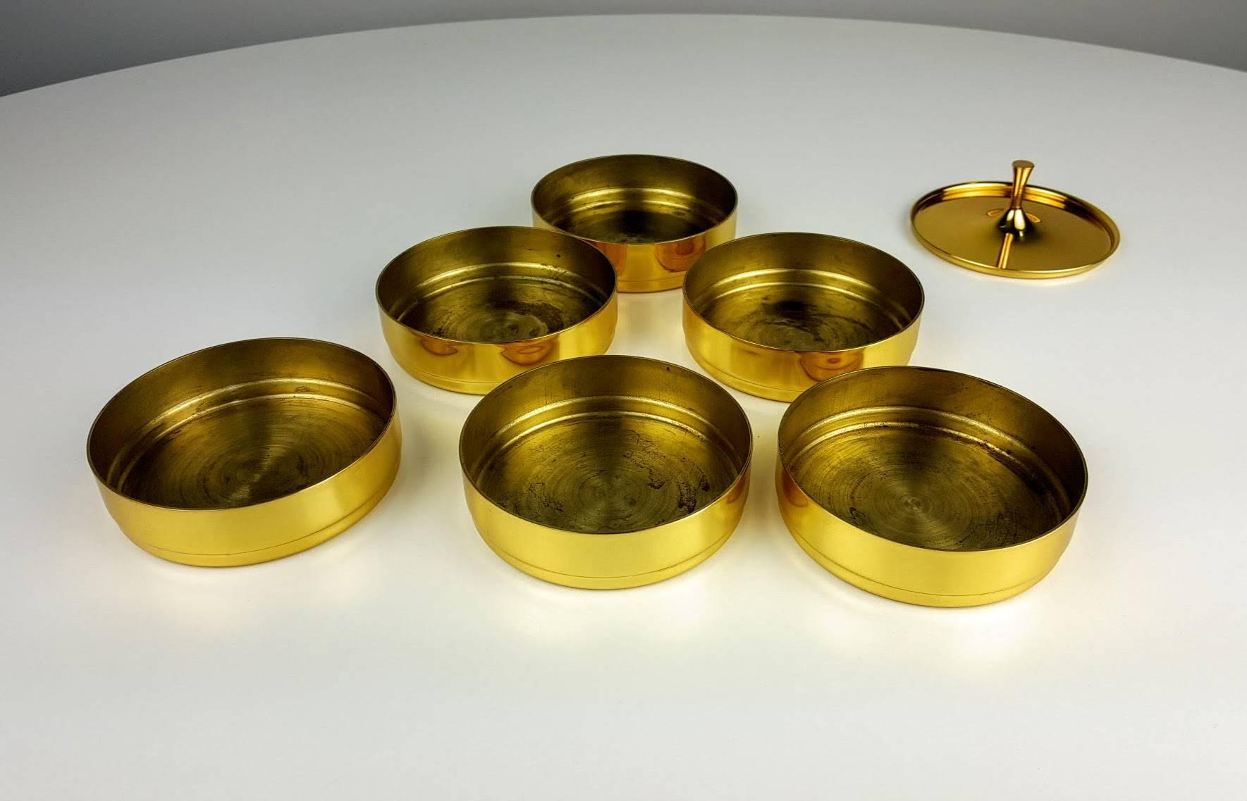 Hollywood Regency Rare Set of Brass Drink Coasters by Tommi Parzinger for Dorlyn, 1950s