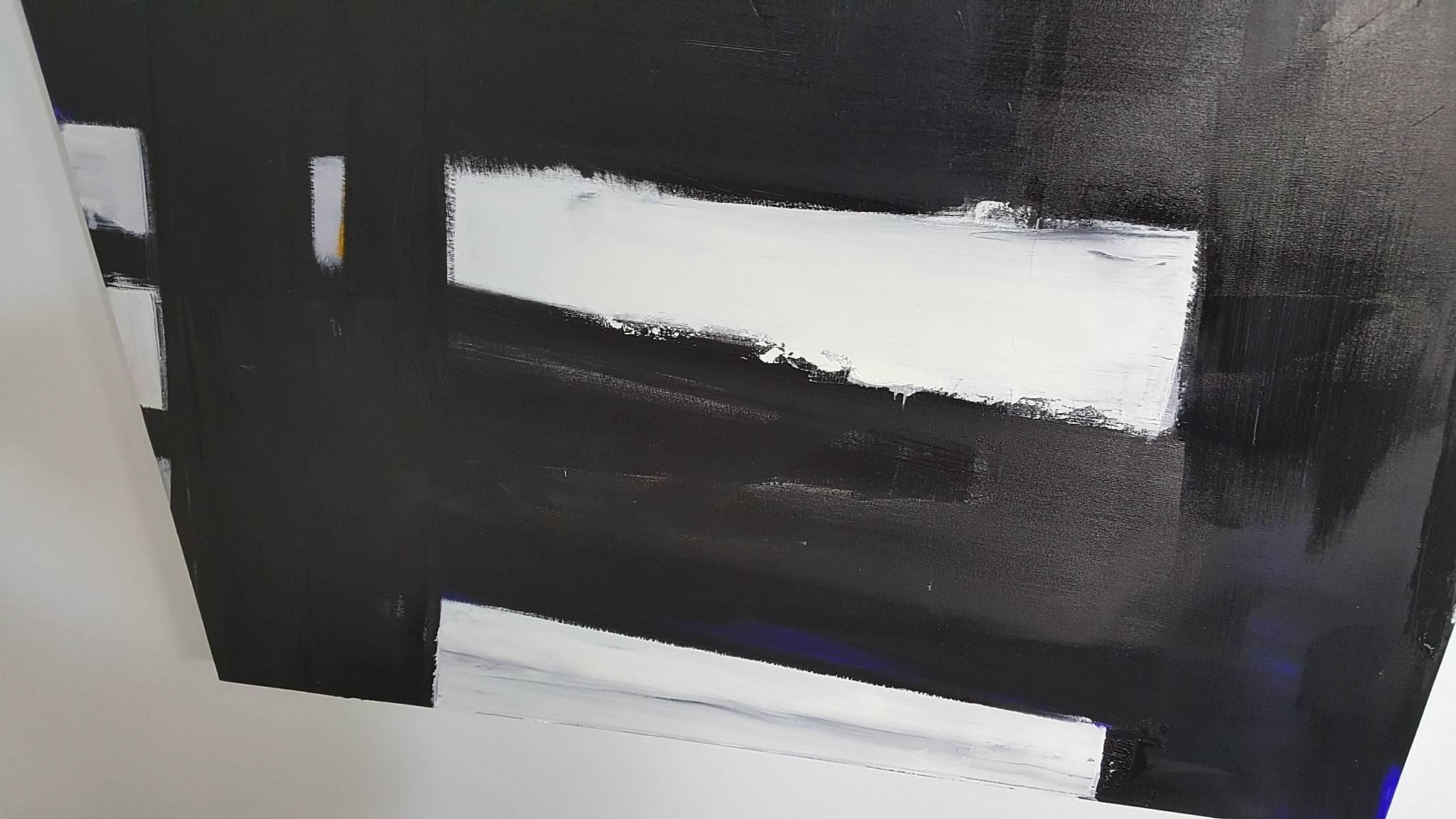 Large Black and White Abstract Painting by Guillermo Calles In Excellent Condition In New York, NY