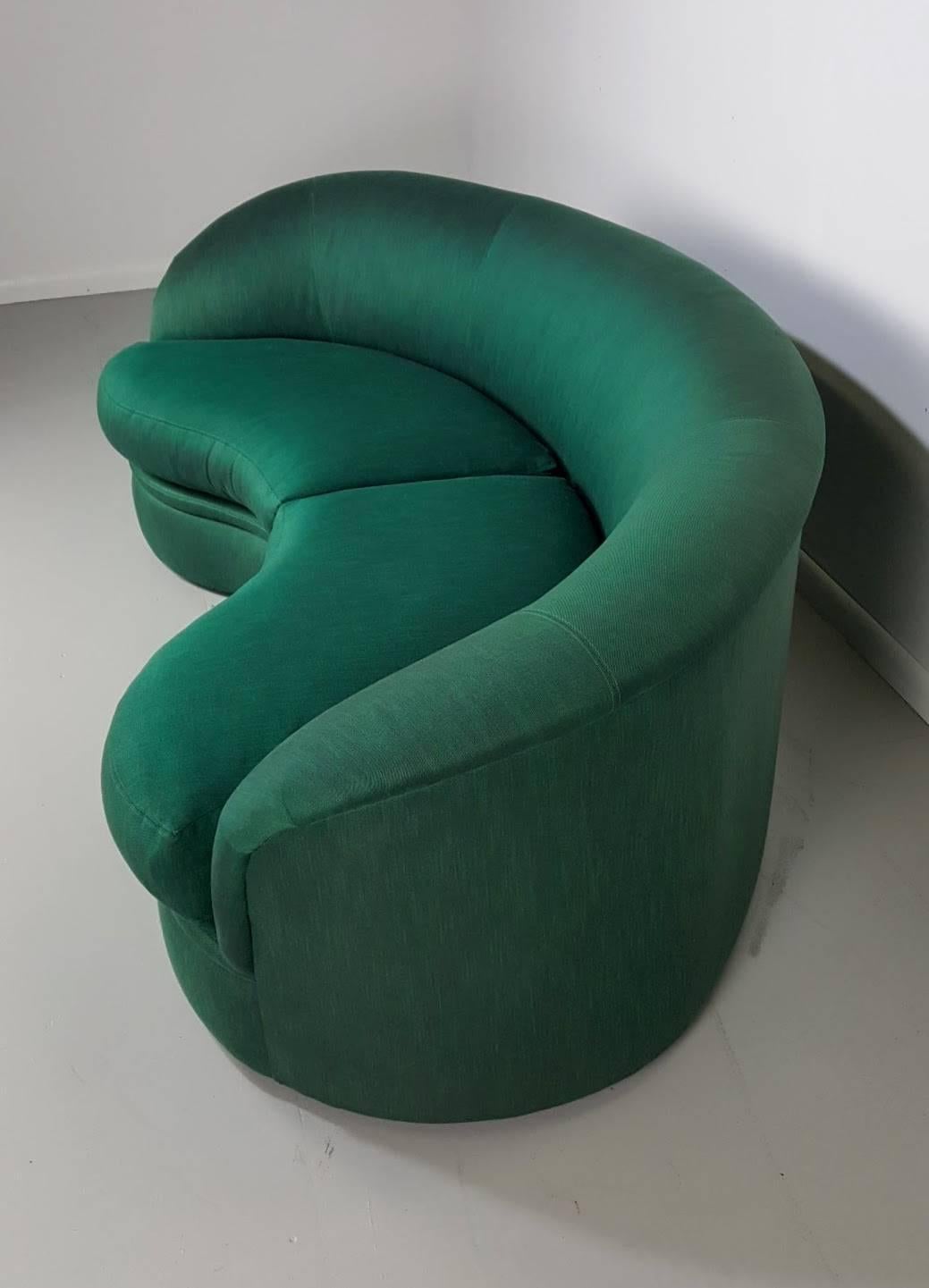 American Vladimir Kagan Sofa, Biomorphic Kidney Form for Directional Furniture, 1980s