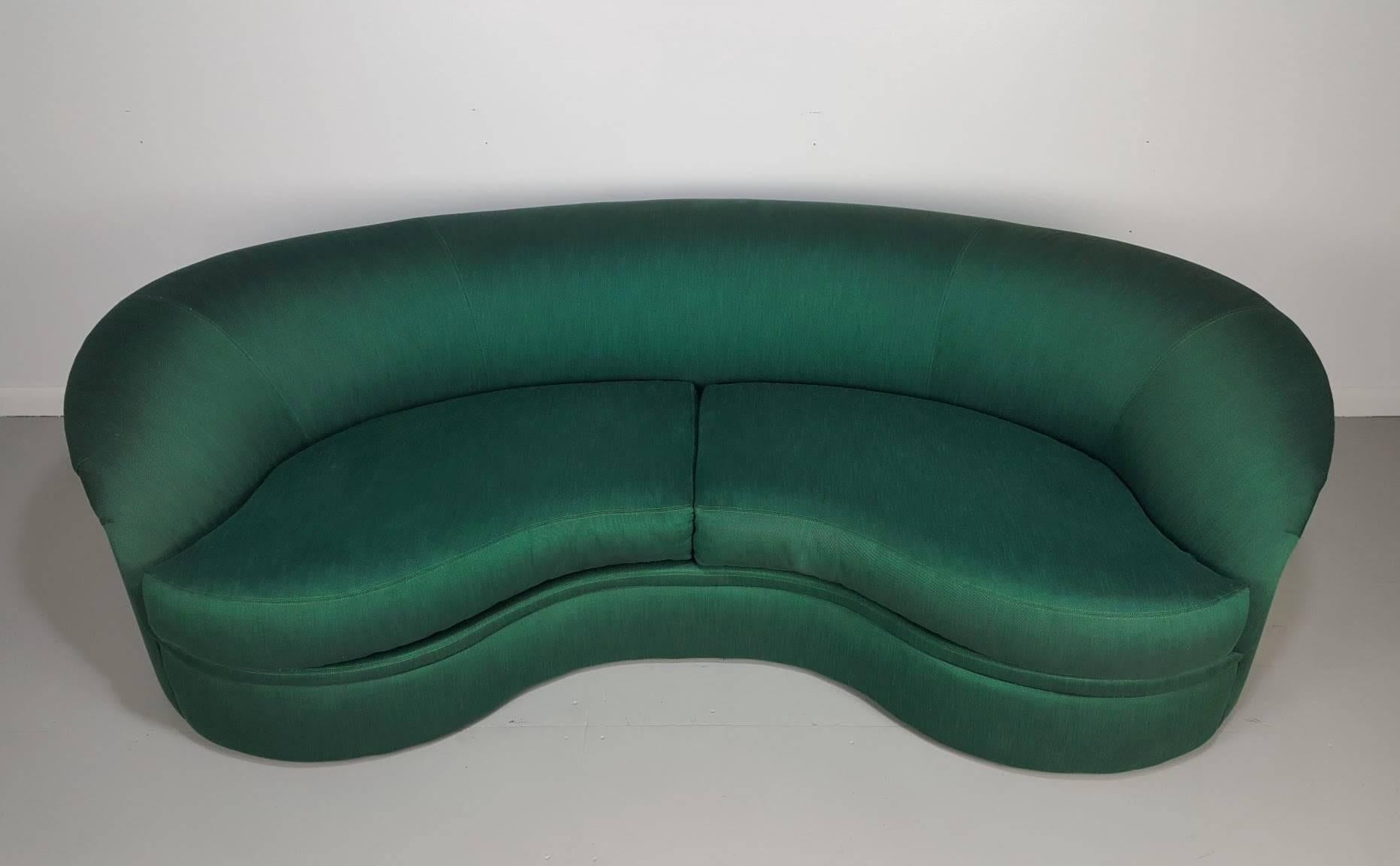 Mid-Century Modern Vladimir Kagan Sofa, Biomorphic Kidney Form for Directional Furniture, 1980s