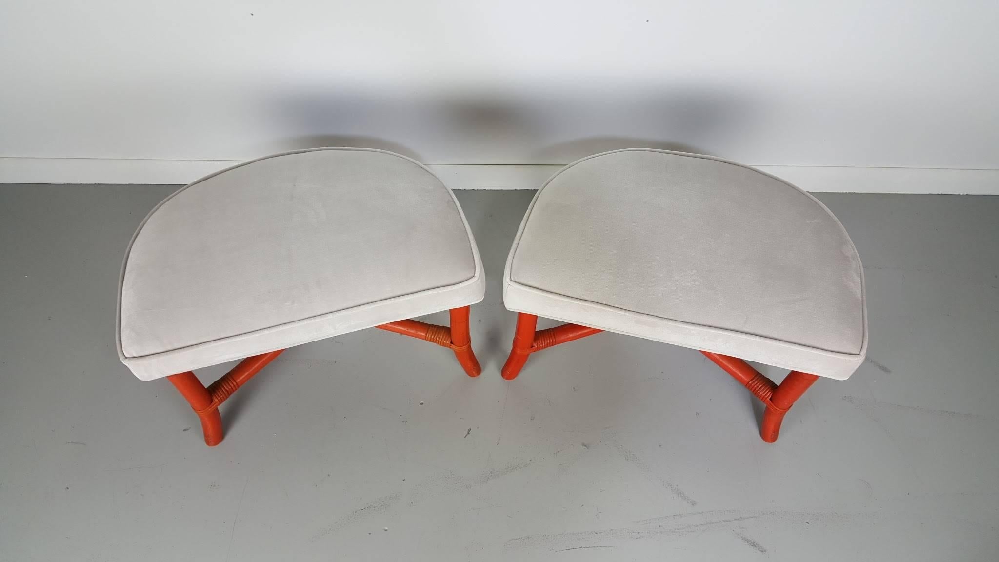 Tommi Parzinger Demilune Benches or Ottomans for Willow and Reed, 1950s In Excellent Condition In New York, NY