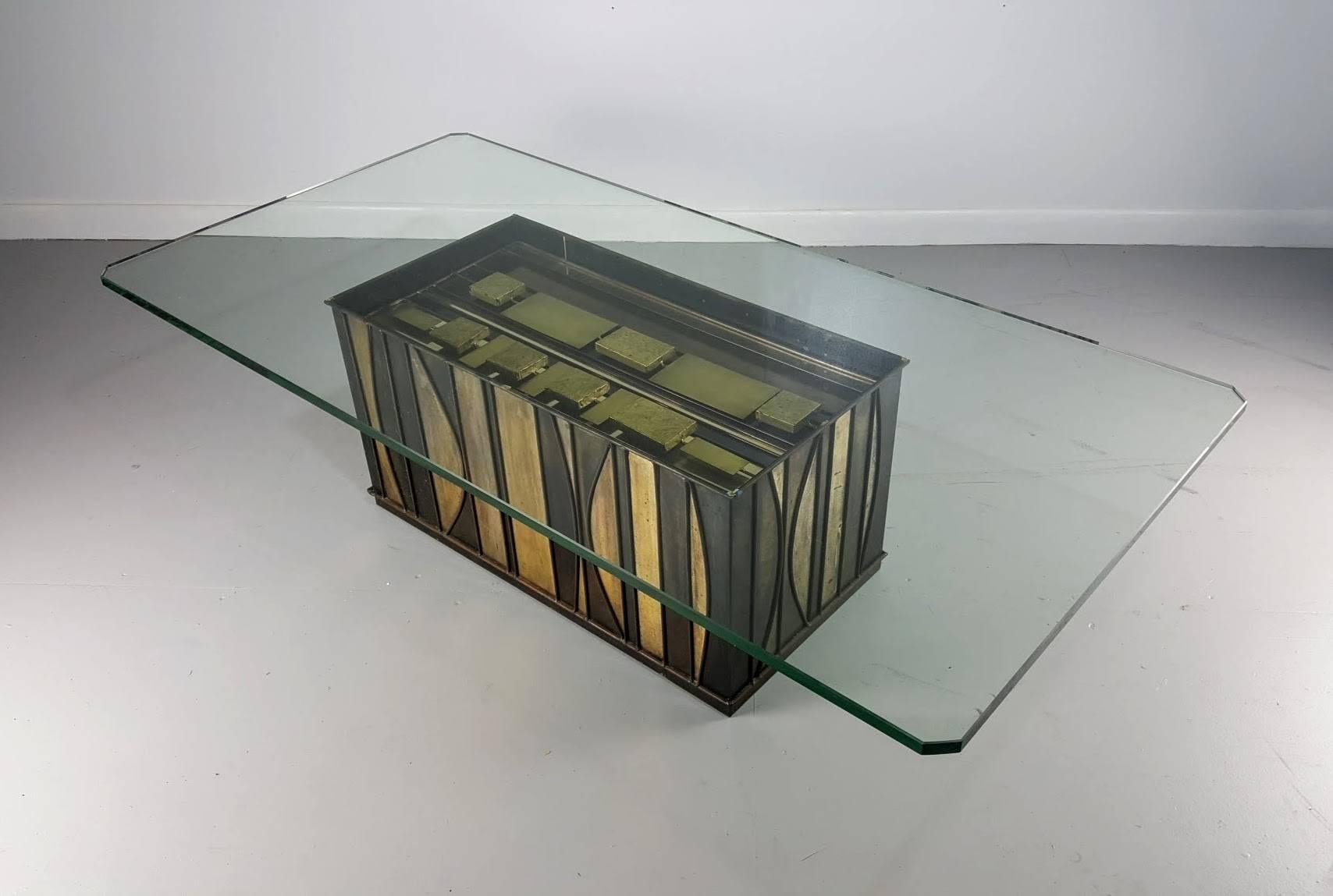 Brutalist Sculptural Brass Coffee Table by Curtis Jere, 1970s In Excellent Condition In New York, NY