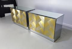 Pair of Brass and Chrome Cabinets or Chests by Ello Furniture, 1970s