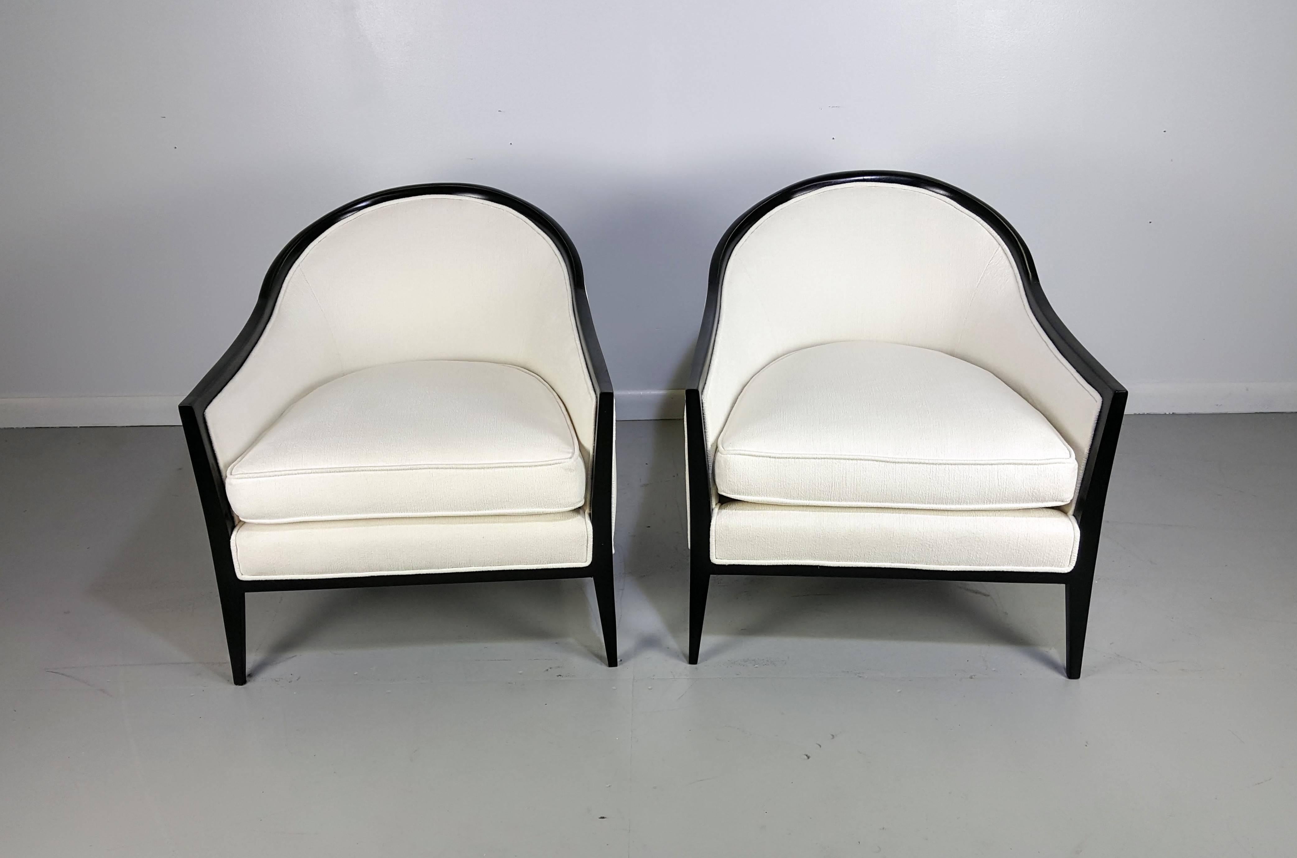 American Elegant Ebonized Harvey Probber Lounge Chairs, 1960s