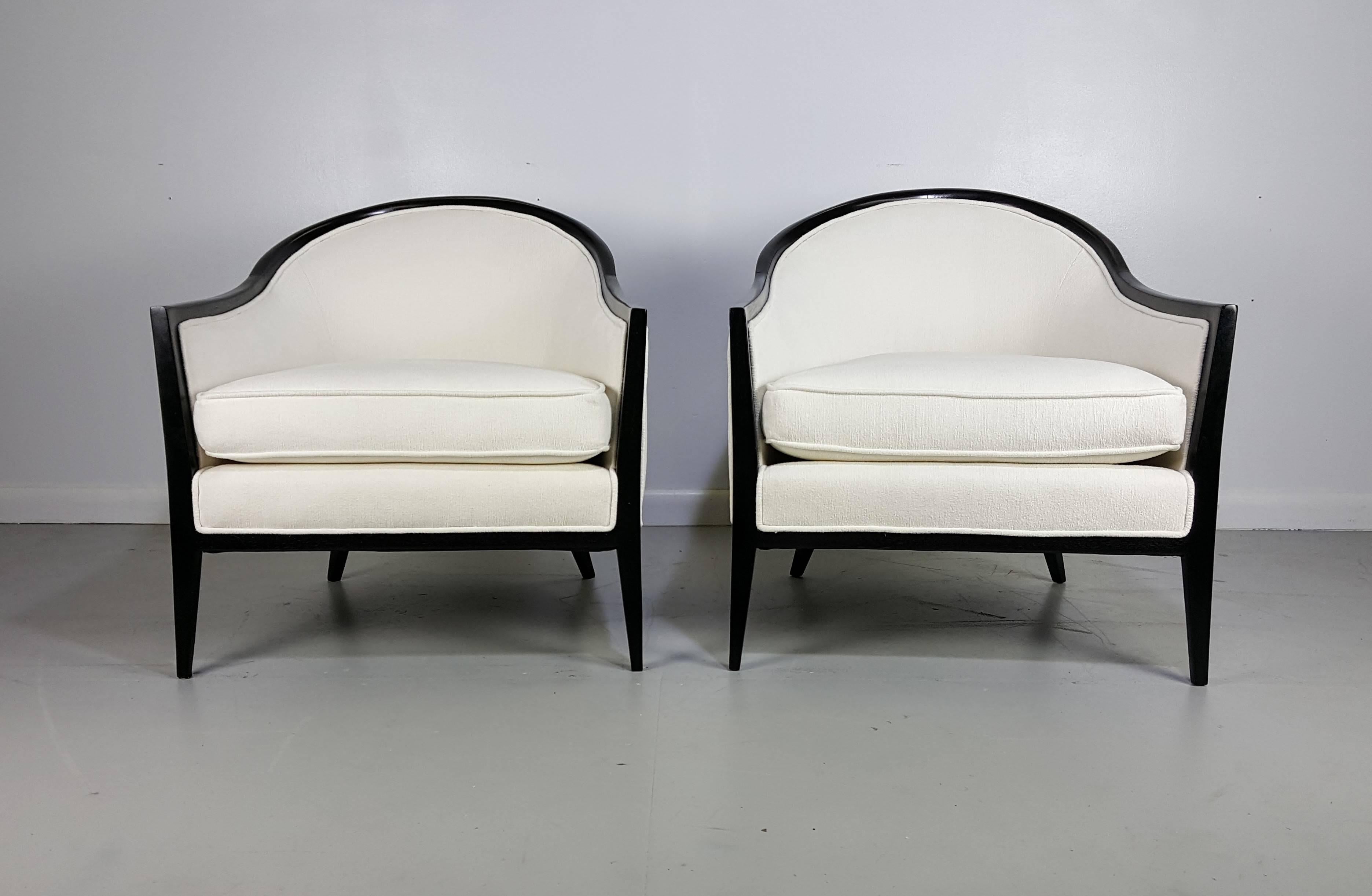 Lacquered Elegant Ebonized Harvey Probber Lounge Chairs, 1960s