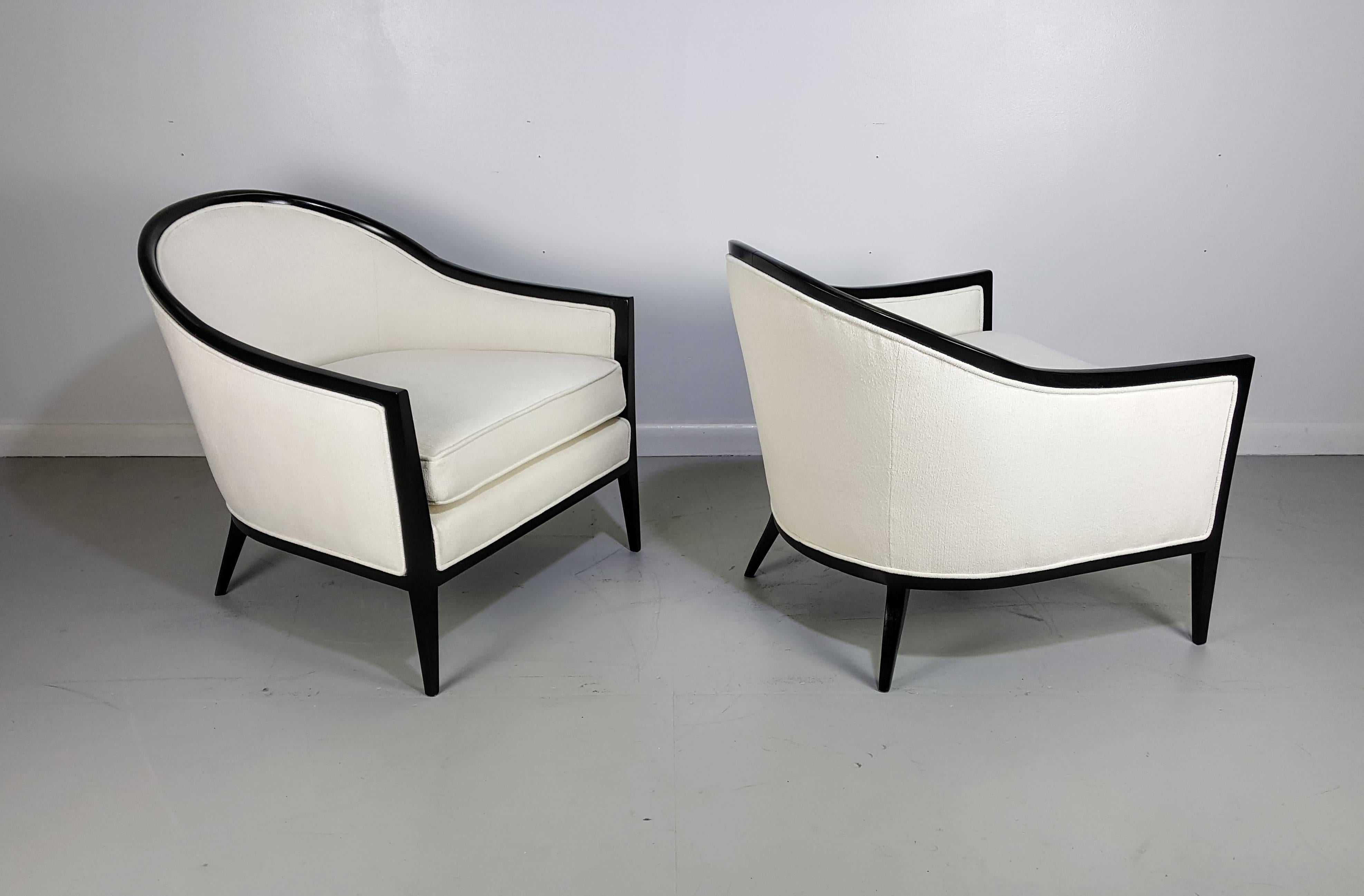Mid-Century Modern Elegant Ebonized Harvey Probber Lounge Chairs, 1960s