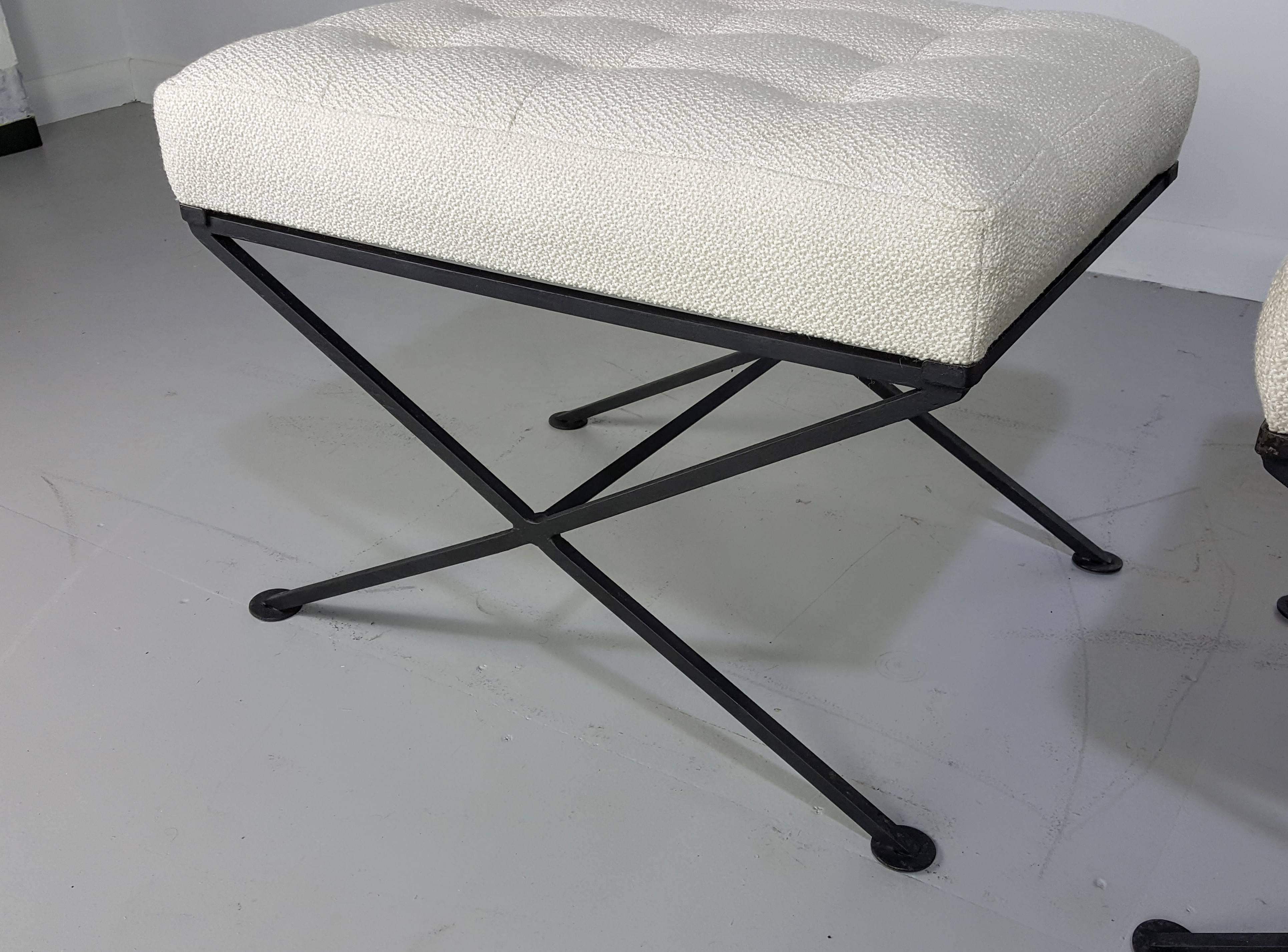 Unknown French Modern Wrought Iron Stools or Benches, 1950s