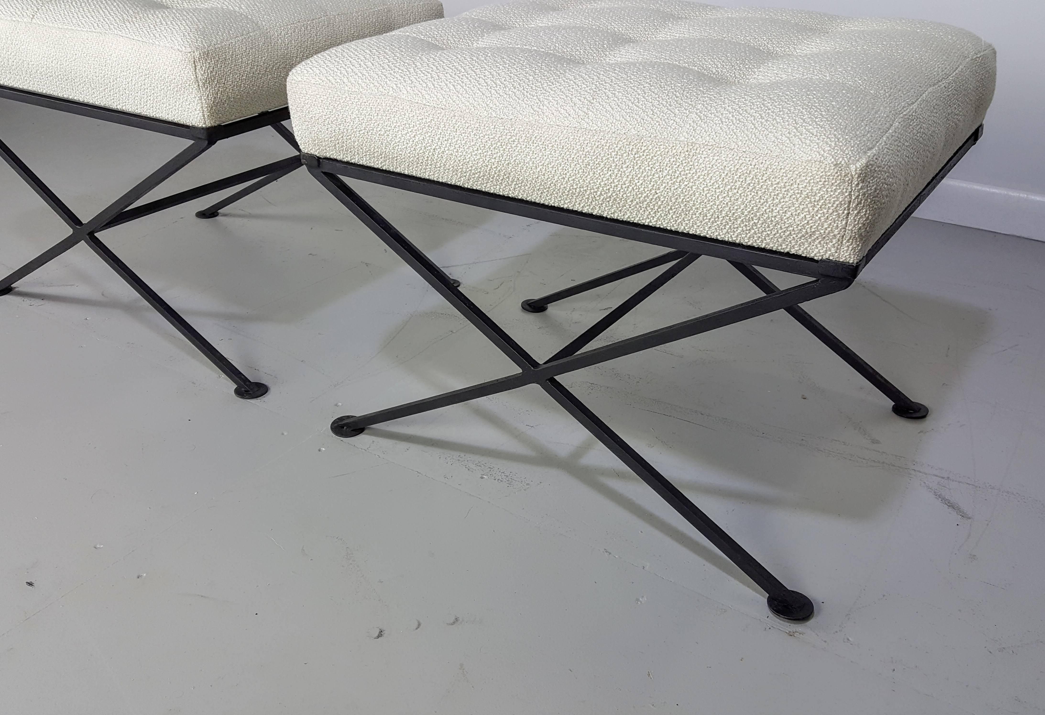 Mid-Century Modern French Modern Wrought Iron Stools or Benches, 1950s