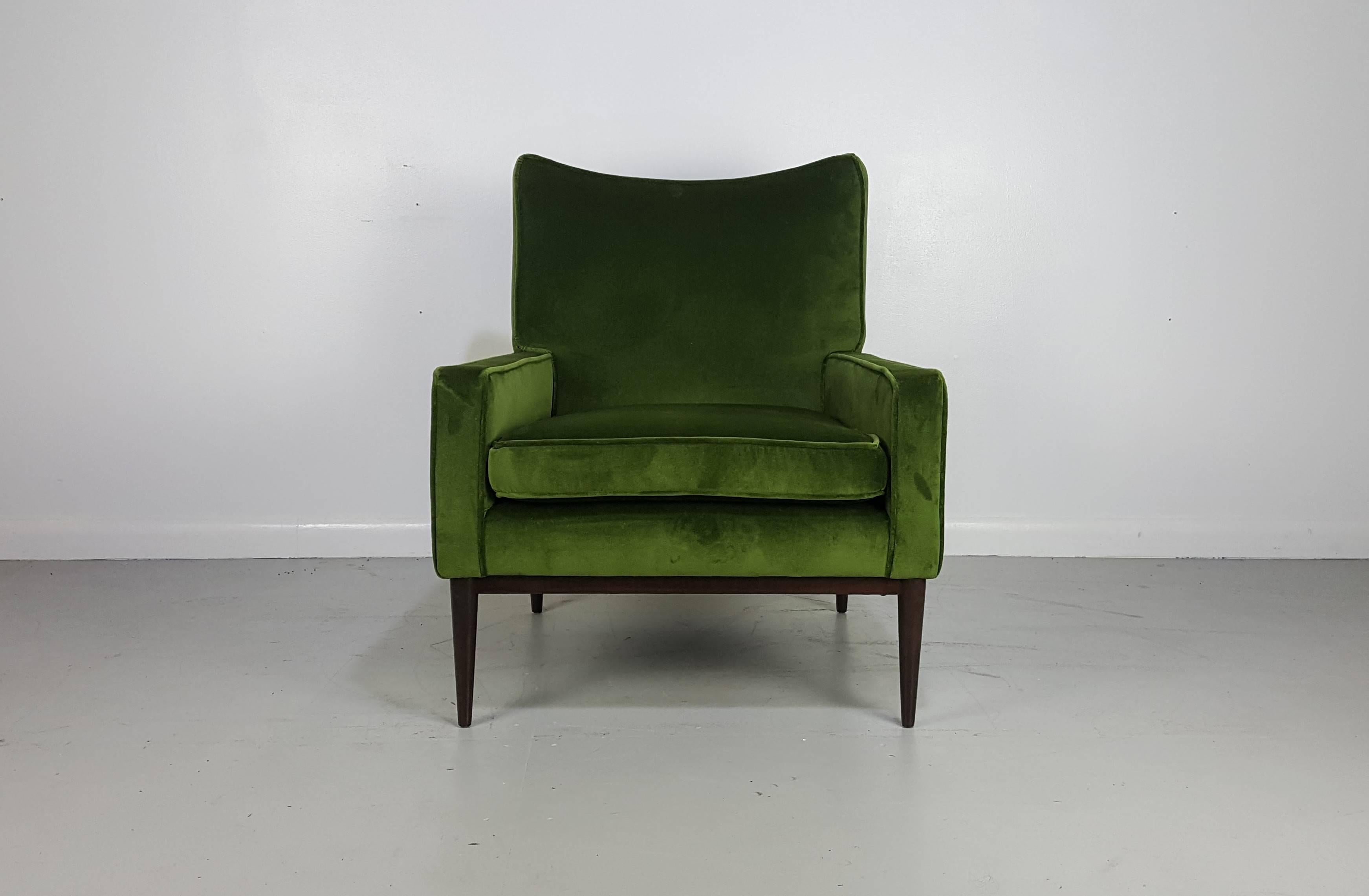 American Lounge Chair by Paul McCobb in Lush Green Velvet, 1950s