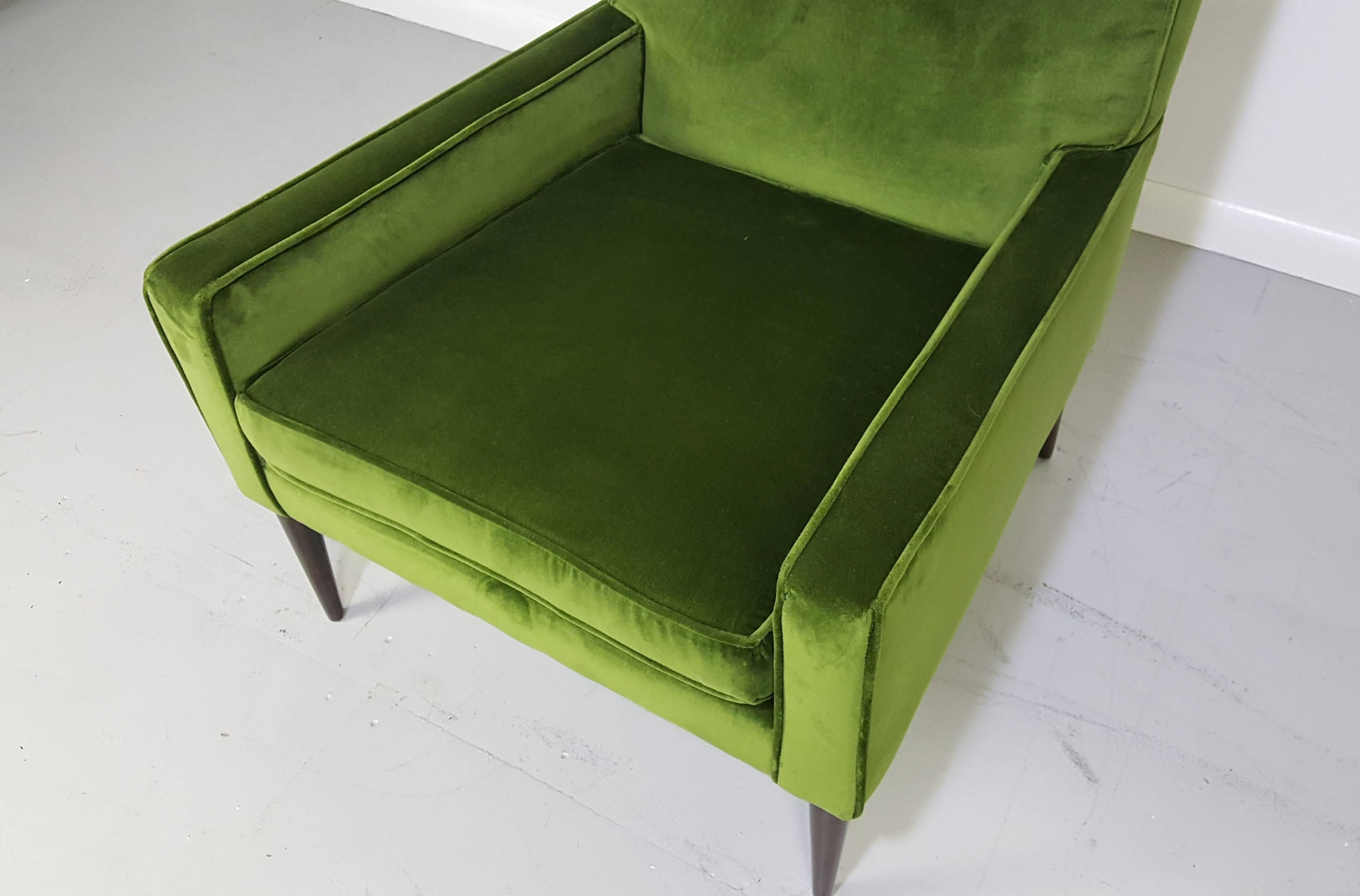 Lounge Chair by Paul McCobb in Lush Green Velvet, 1950s In Excellent Condition In New York, NY