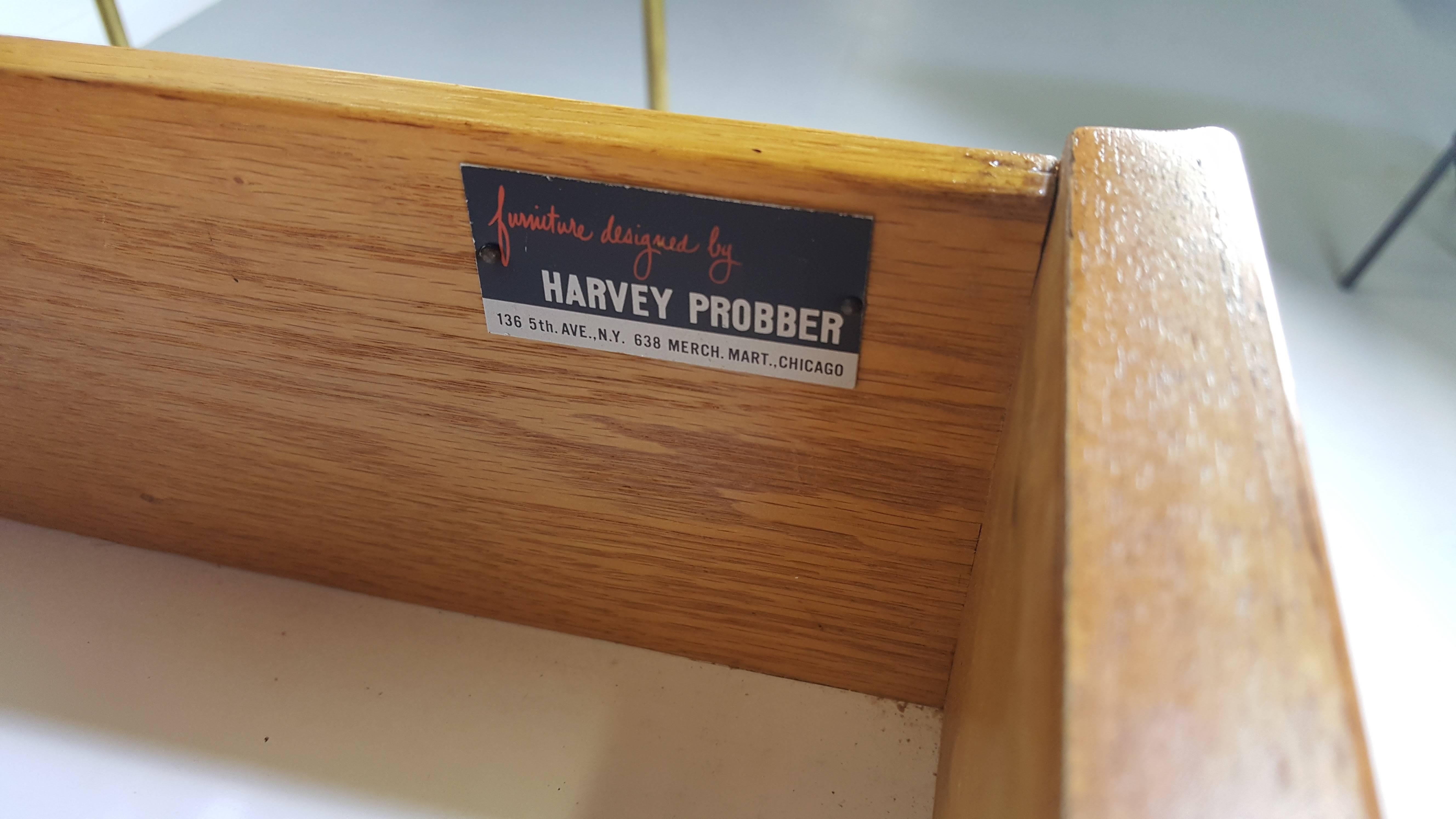 Mid-20th Century Rare Brass and Mahogany Writing Desk by Harvey Probber, 1960s