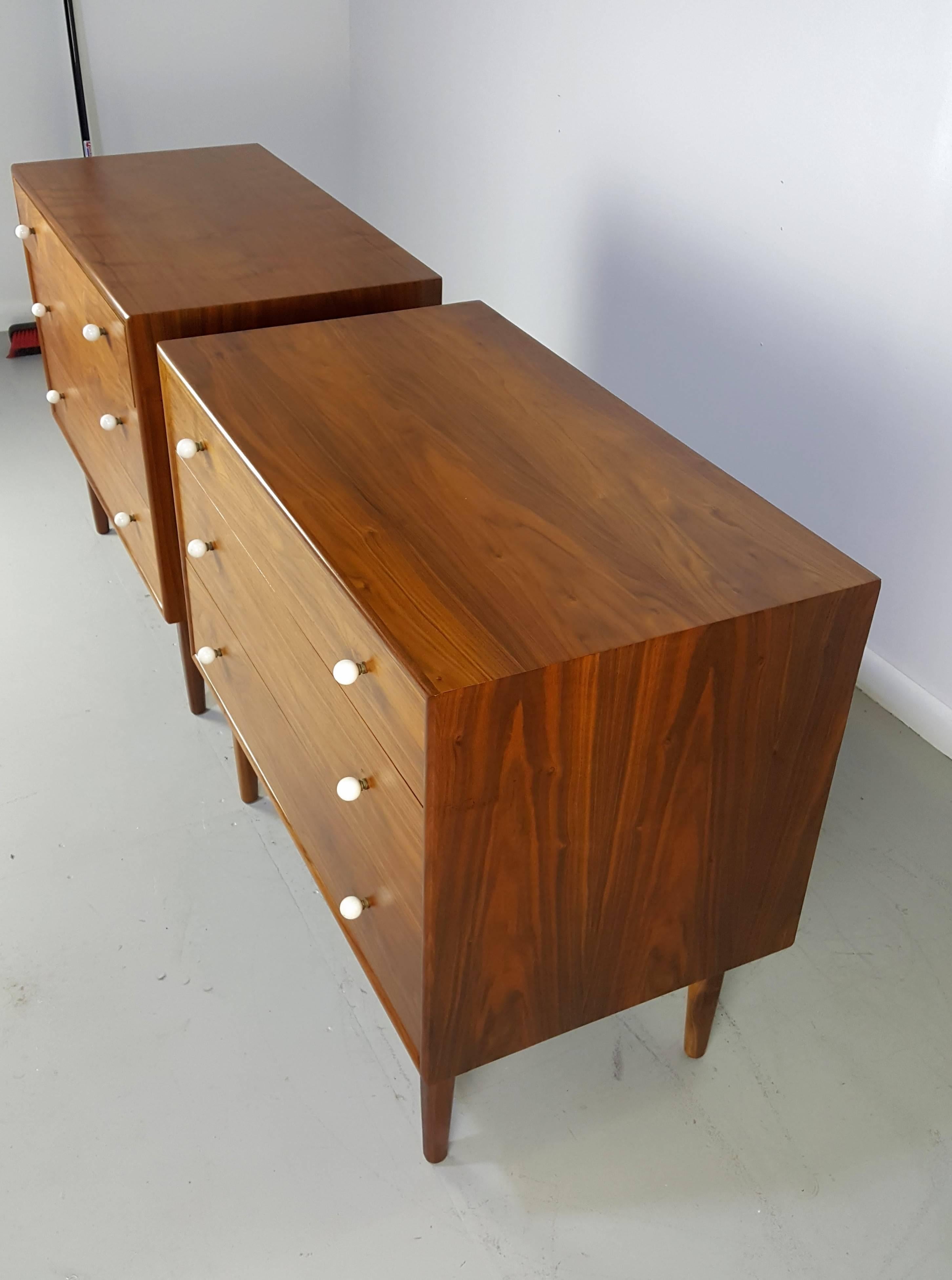 Pair of walnut chests by Kipp Stewart.

See this item in our private NYC showroom! Refine limited is located in the heart of chelsea at the history Starrett-LeHigh building, 601 West 26th Street, Suite M258. Please call us to schedule an