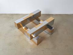 Paul Evans Cityscape Coffee Table in Brass and Chrome, 1970s