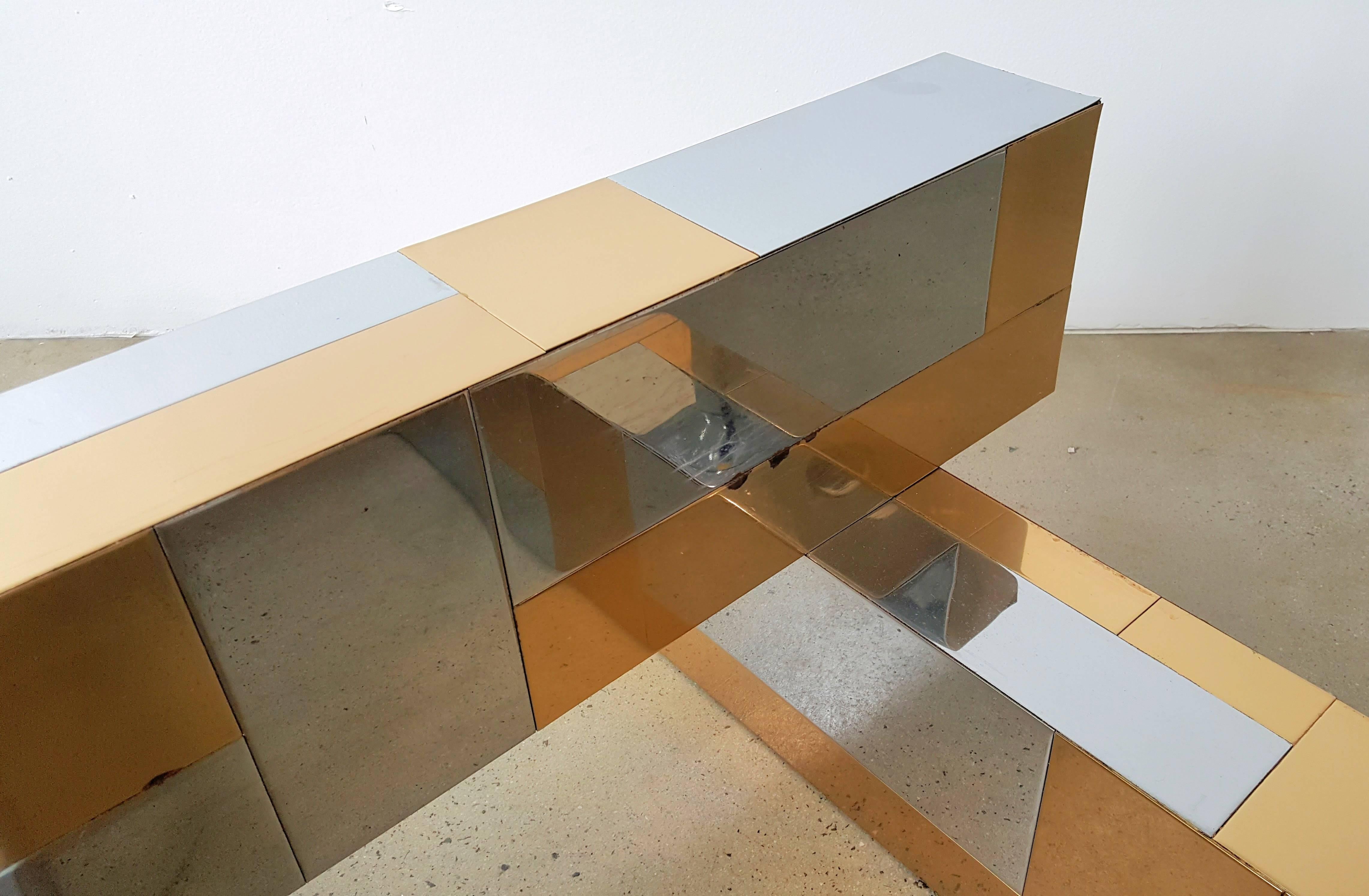 American Paul Evans Cityscape Coffee Table in Brass and Chrome, 1970s