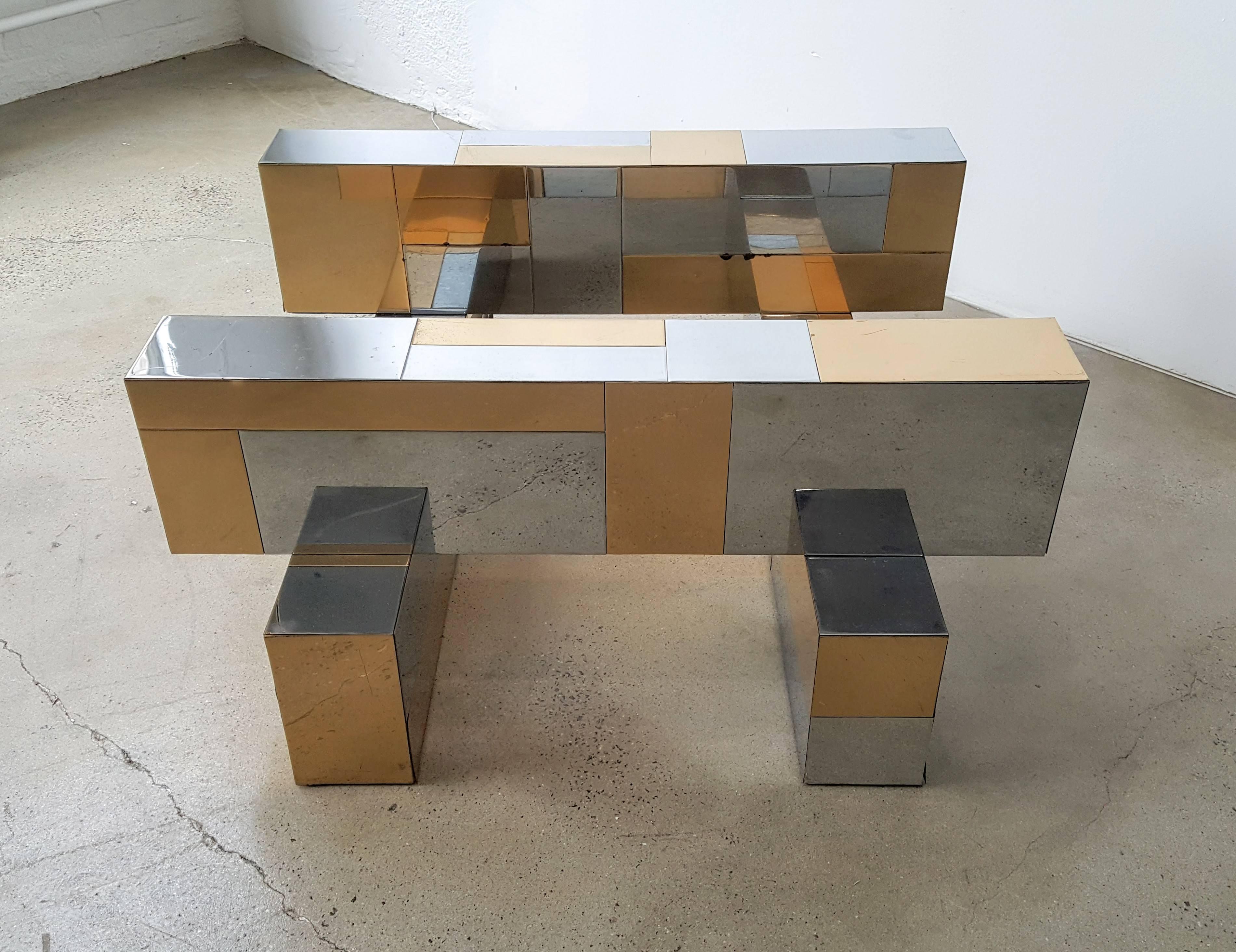 Paul Evans Cityscape Coffee Table in Brass and Chrome, 1970s In Good Condition In New York, NY