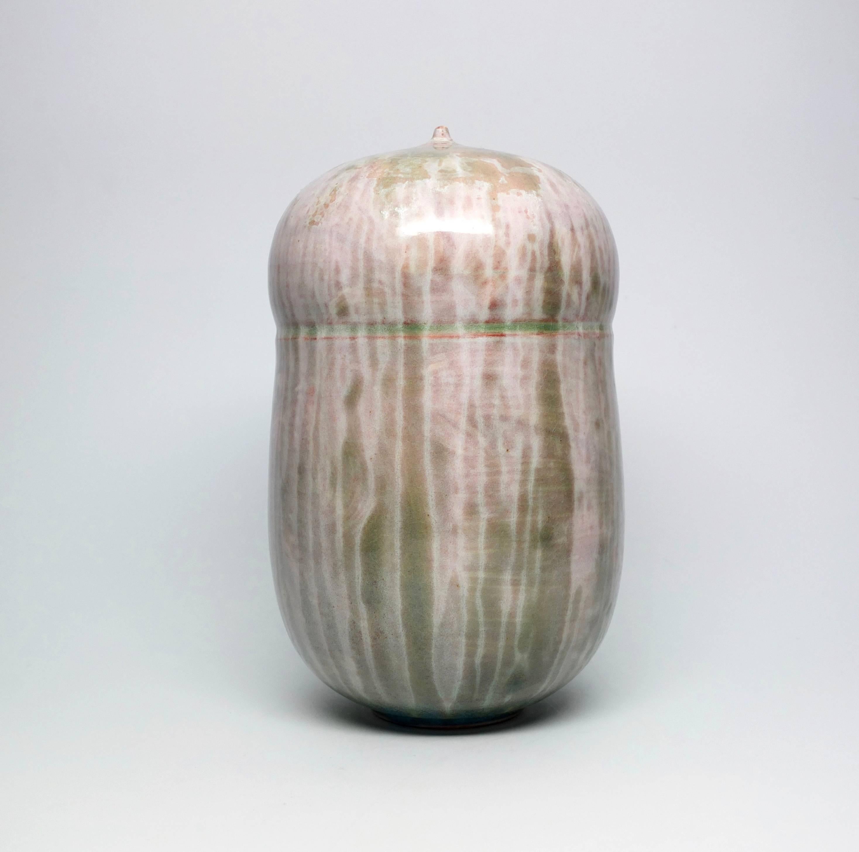 Modern Alluring Ceramic Vessel with Stunning Glaze Pattern by Jeffrey Loura, 2016