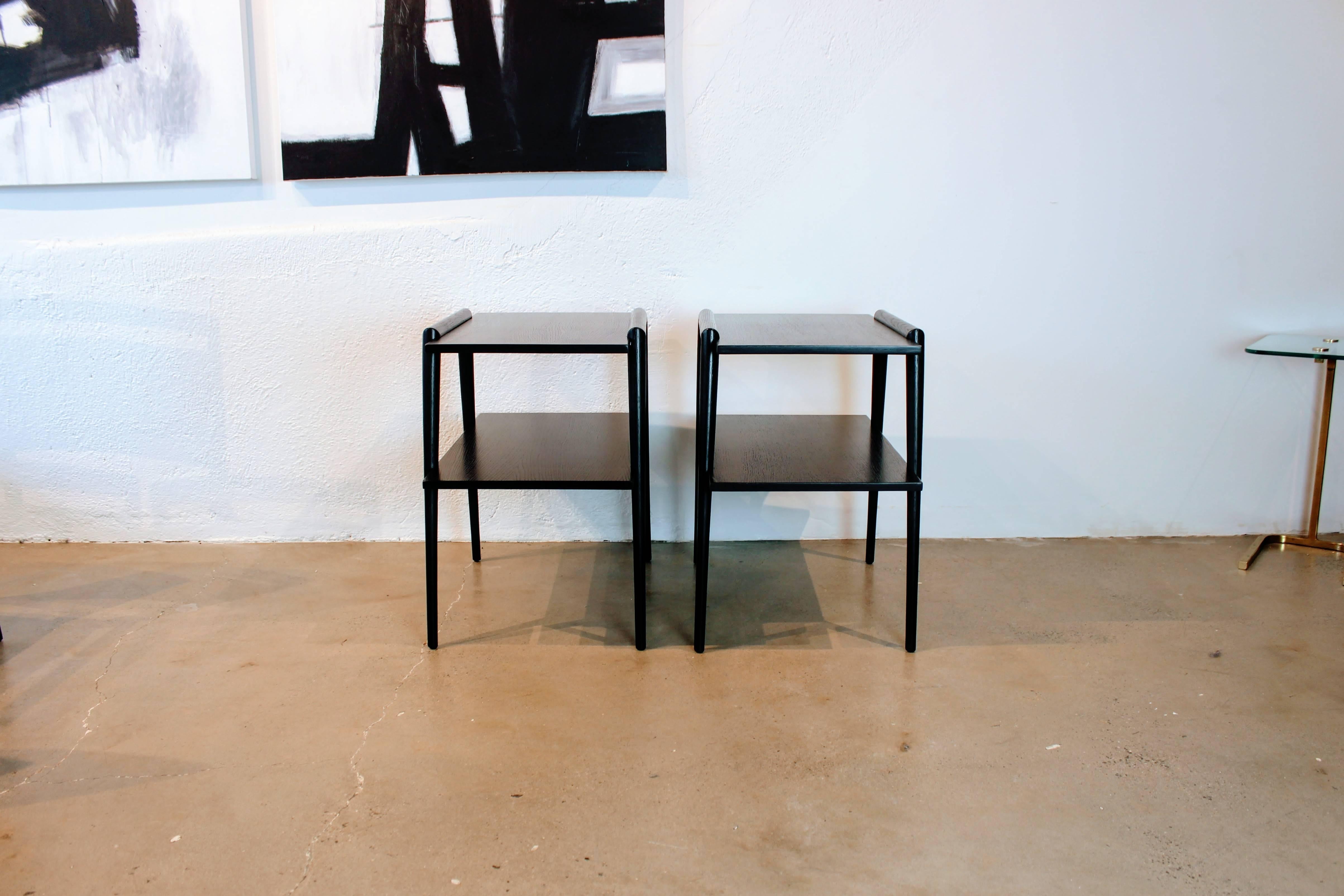 Mid-20th Century Sculptural End Tables in Ebonized Mahogany