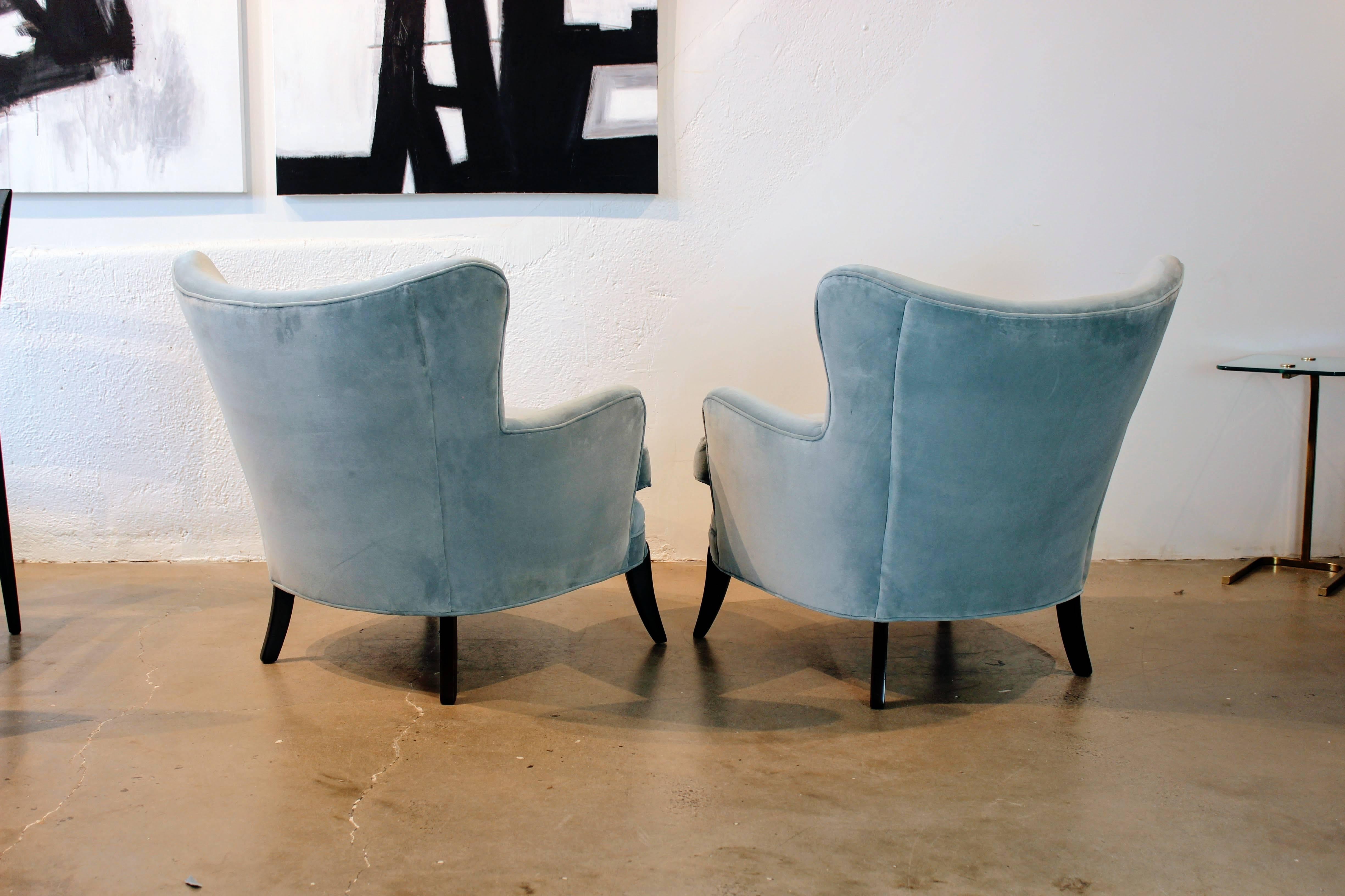 Mid-20th Century Wicked Wing Back Lounge Chairs in the Style of Frits Henningsen, 1950s