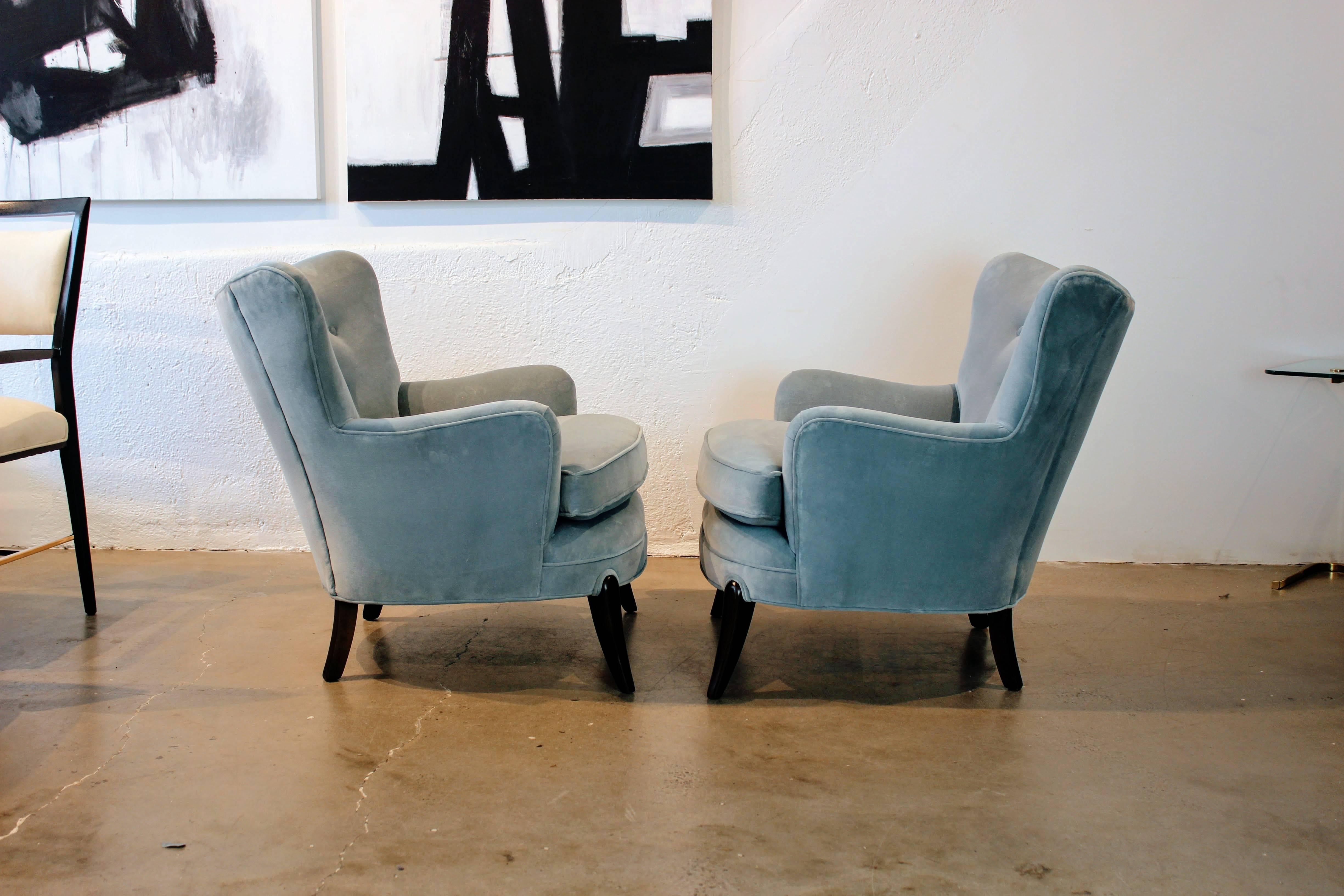 Wicked Wing Back Lounge Chairs in the Style of Frits Henningsen, 1950s In Excellent Condition In New York, NY