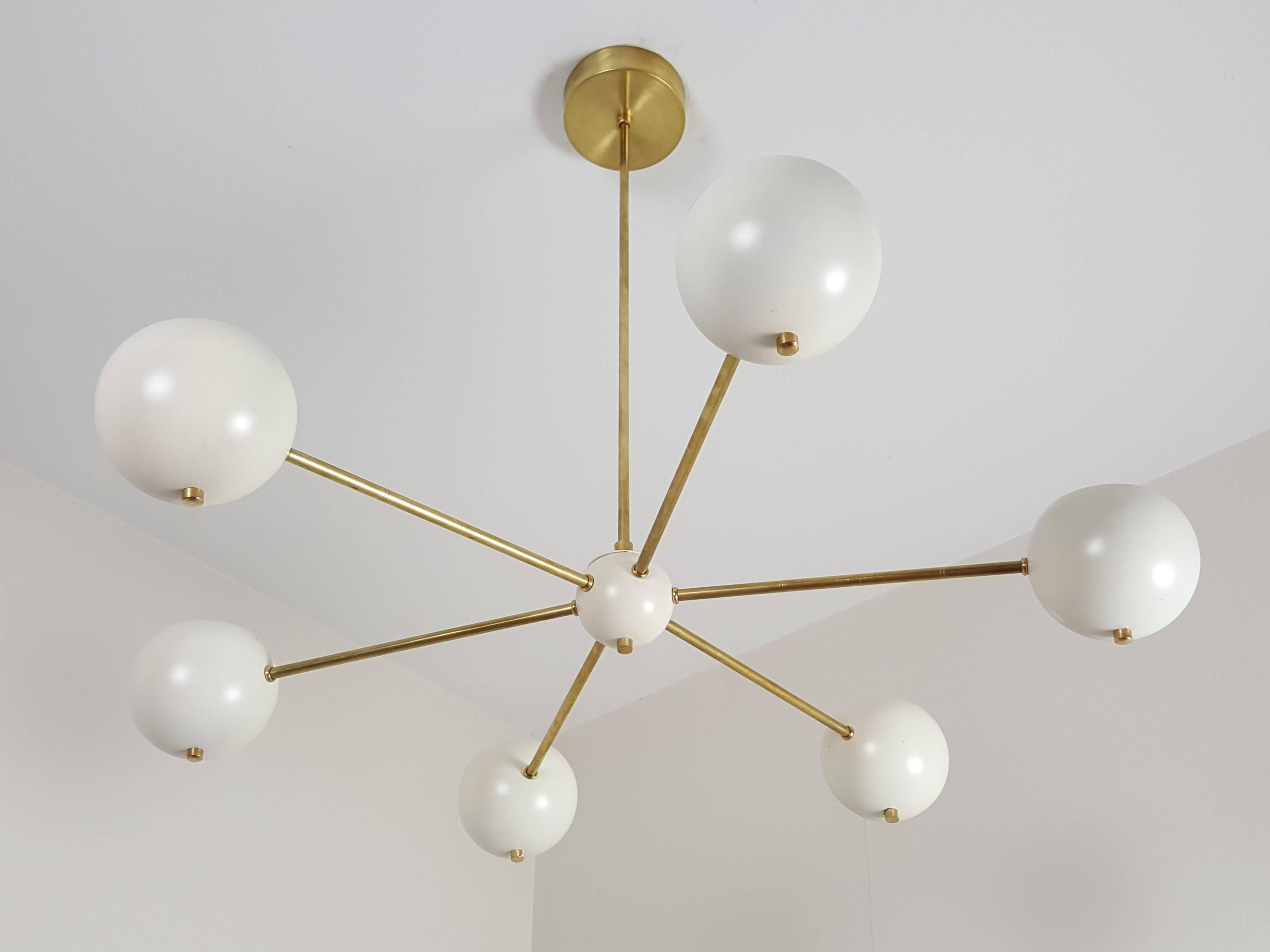Spun ASTER Brass and Enamel Chandelier by Blueprint Lighting, 2017 For Sale