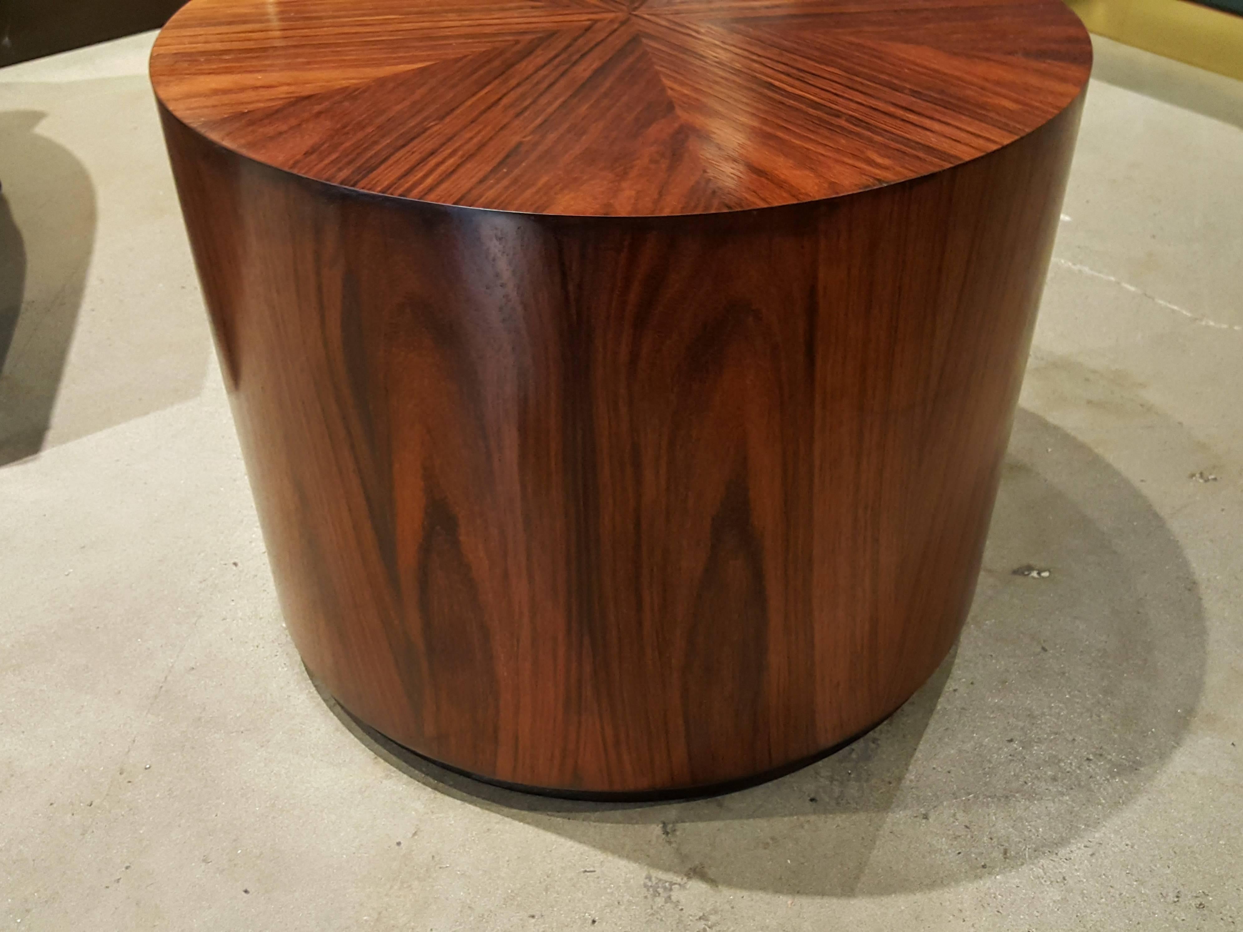 American Dramatic Rosewood Drum Side Table by Harvey Probber, 1960s, Fully Restored