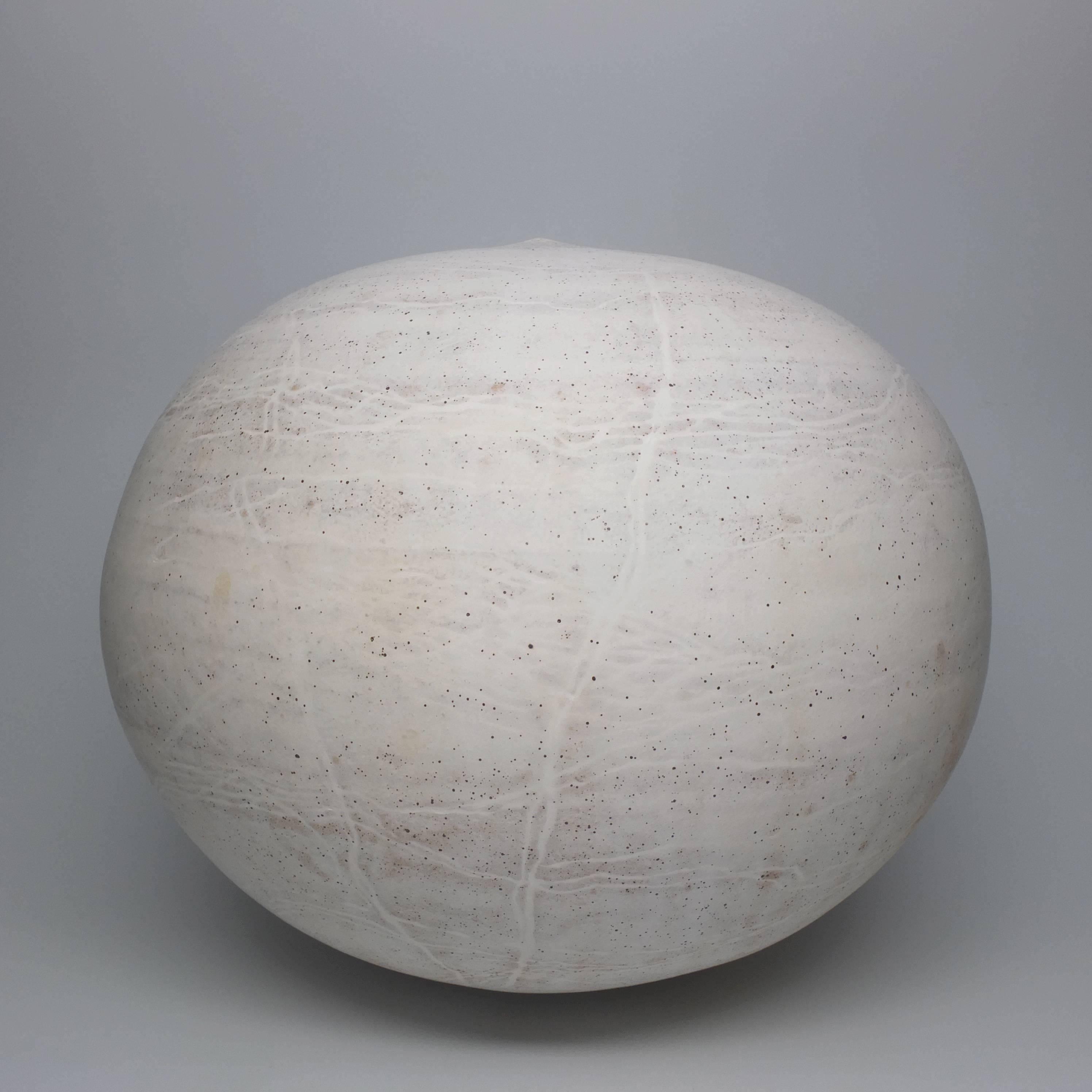Ceramic Substantial Round Vase or Pot in Matte White by NYC Artist Jeffrey Loura, 2018