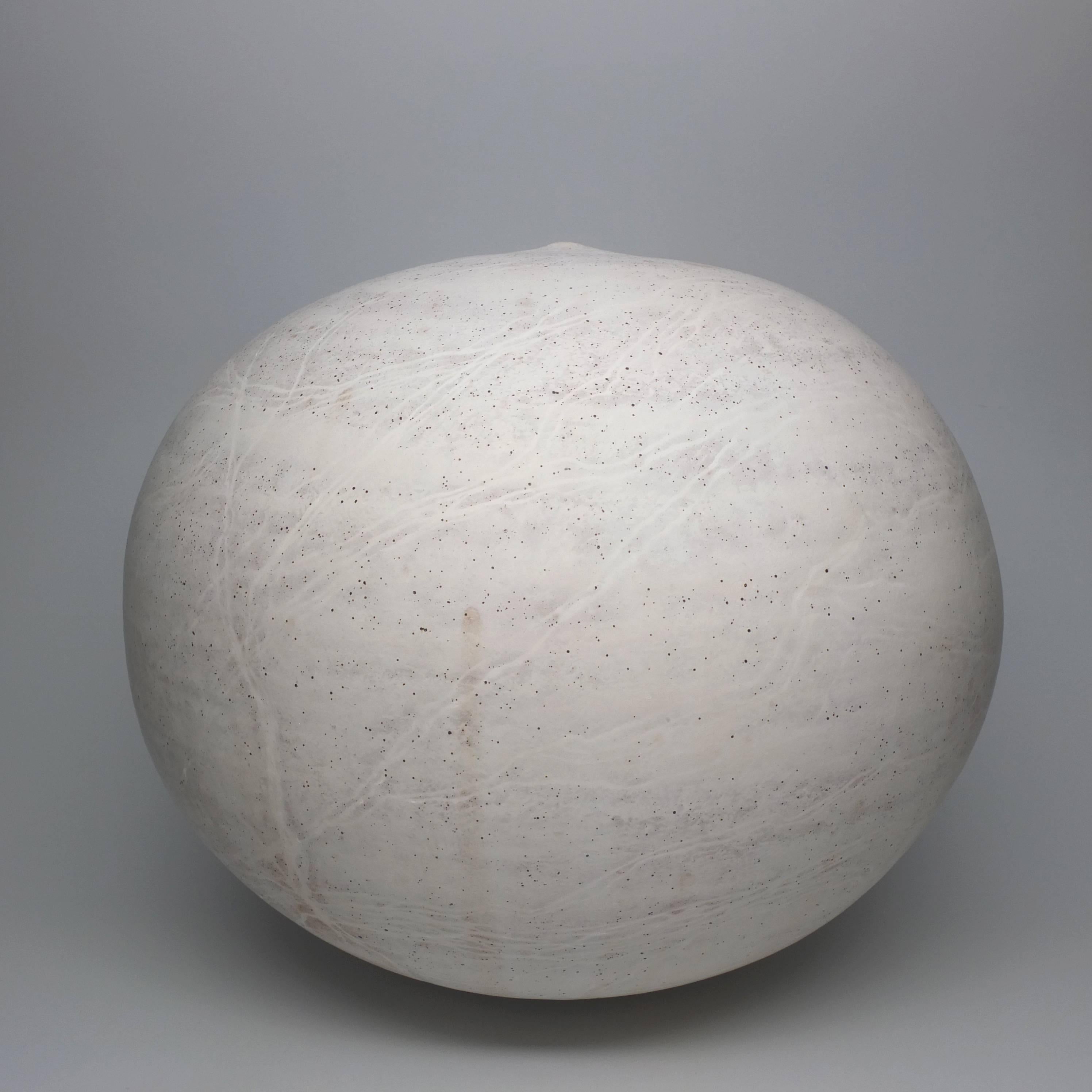 Mid-Century Modern Substantial Round Vase or Pot in Matte White by NYC Artist Jeffrey Loura, 2018
