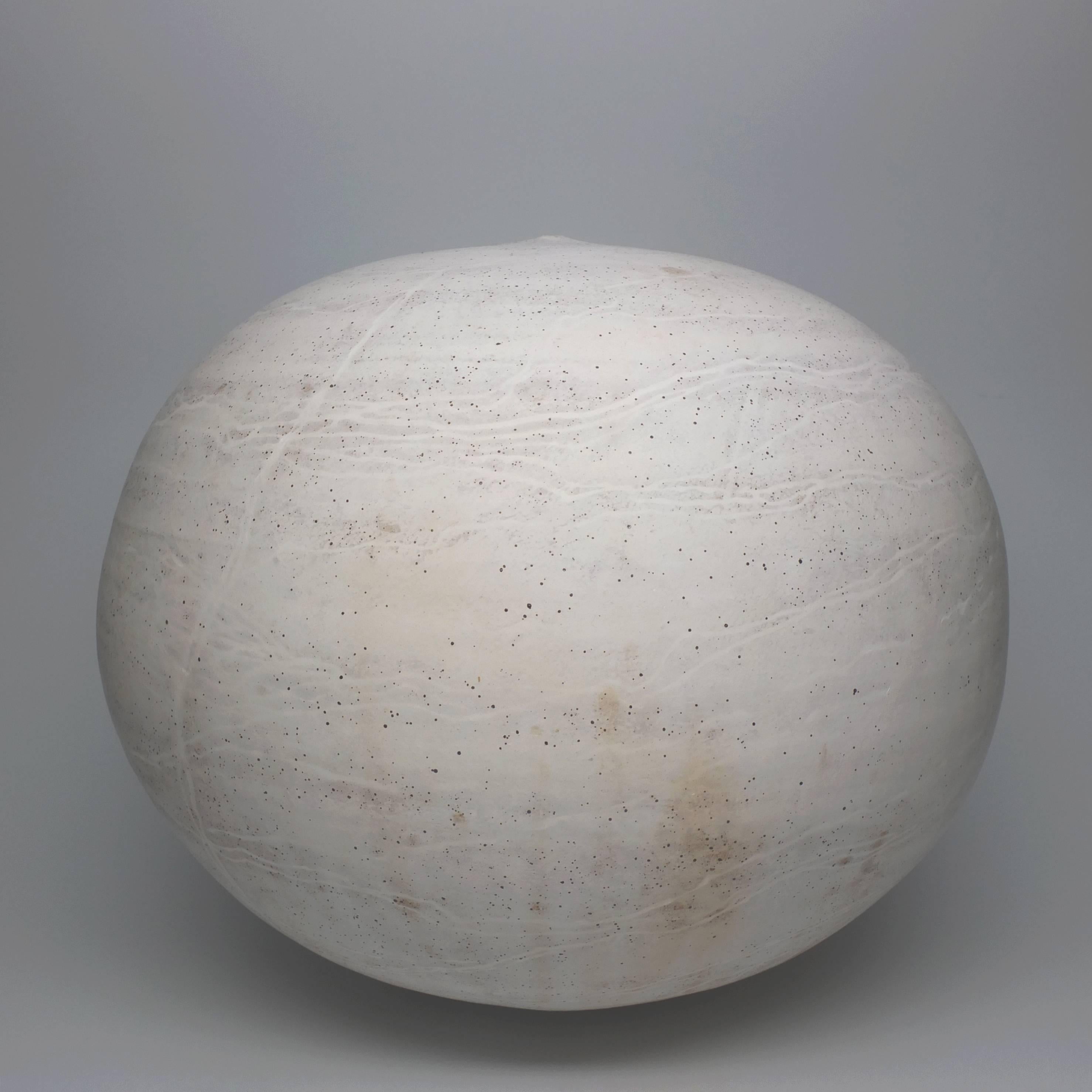 Contemporary Substantial Round Vase or Pot in Matte White by NYC Artist Jeffrey Loura, 2018