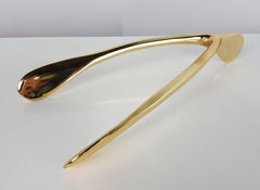Massive Anatomical Polished Brass Wishbone Objet or Paperweight