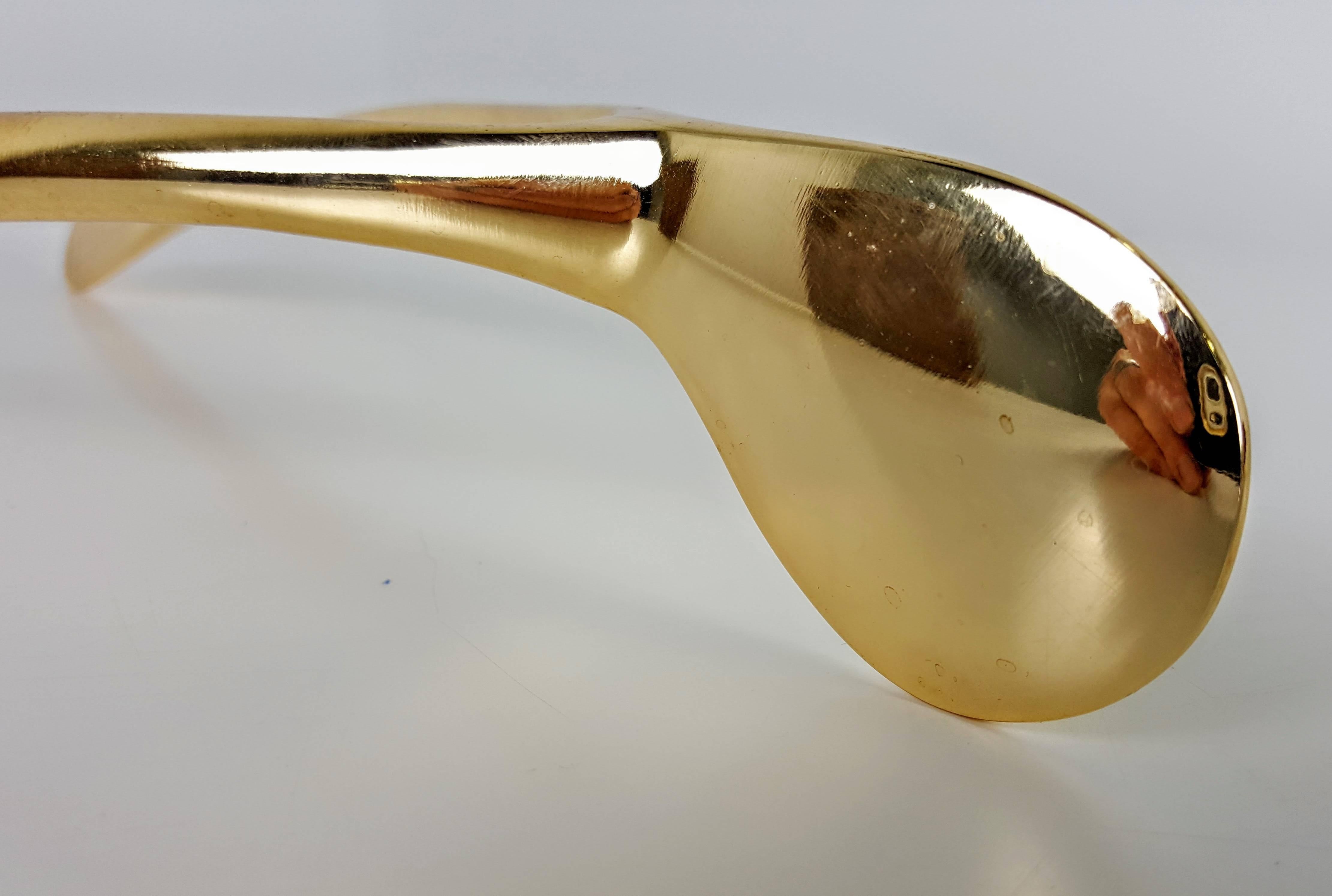 Mid-Century Modern Massive Anatomical Polished Brass Wishbone Objet or Paperweight