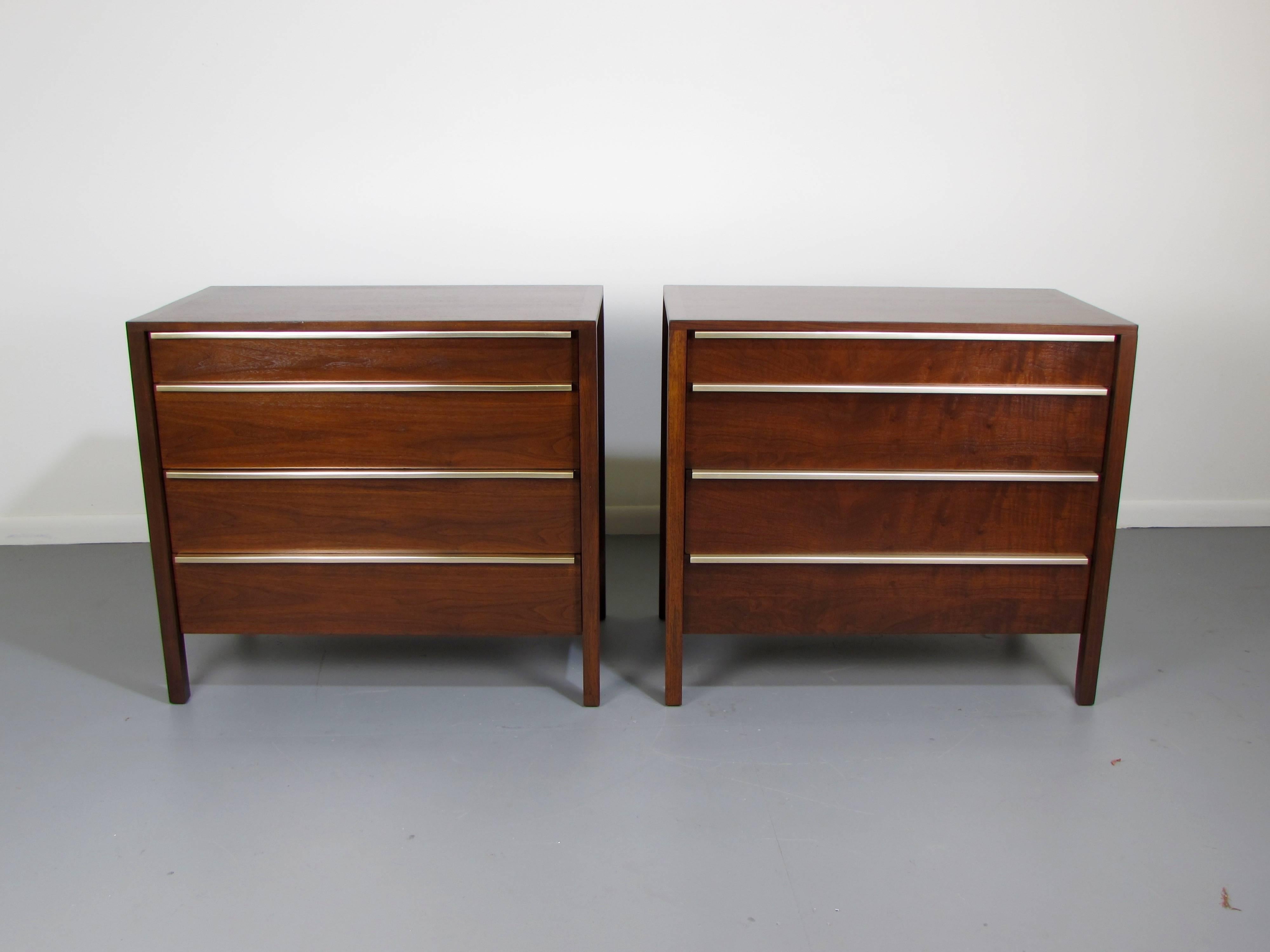 Pair of Walnut and Aluminum Dressers by William Pahlmann, 1952 In Excellent Condition In New York, NY