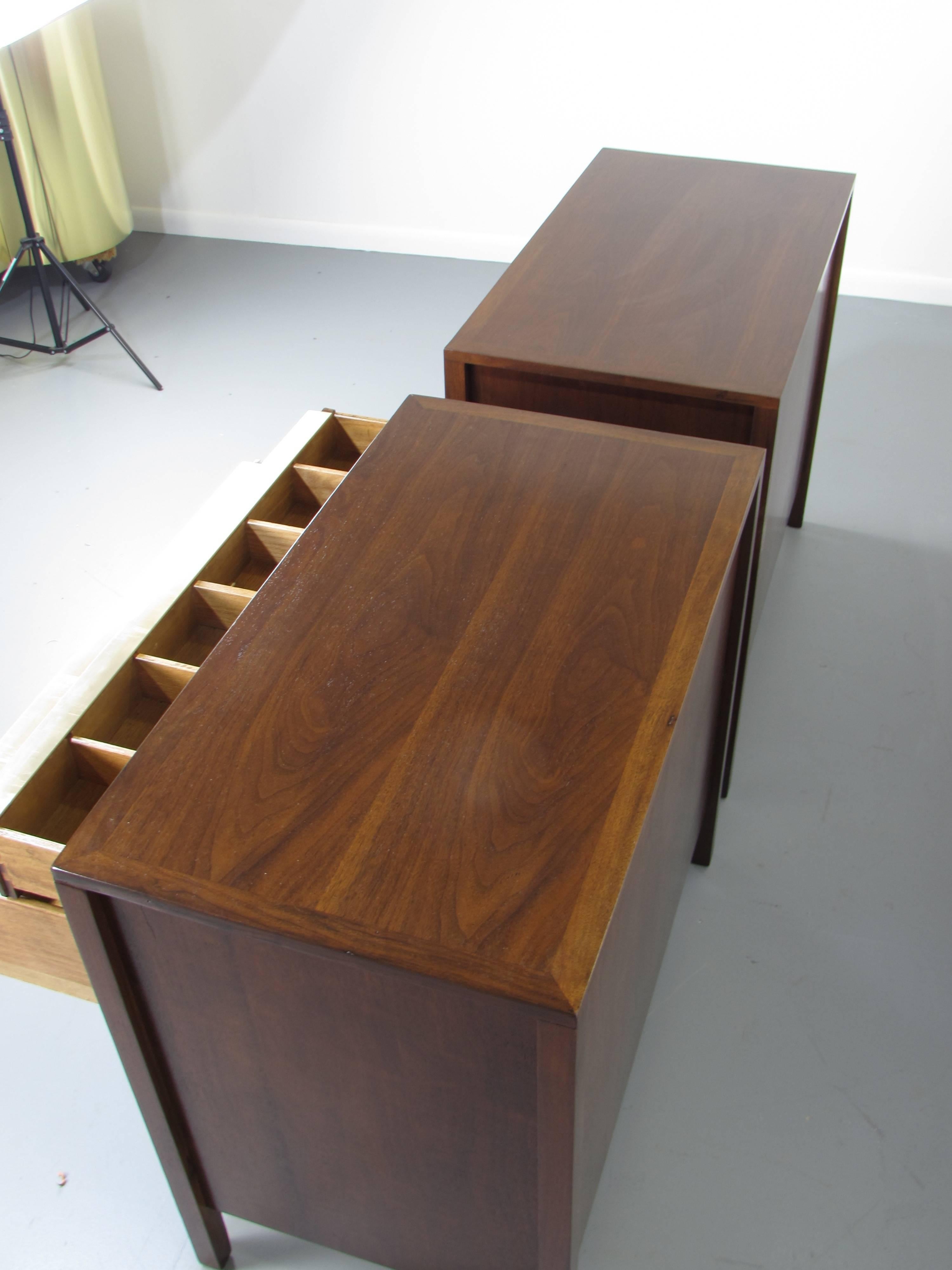 American Pair of Walnut and Aluminum Dressers by William Pahlmann, 1952