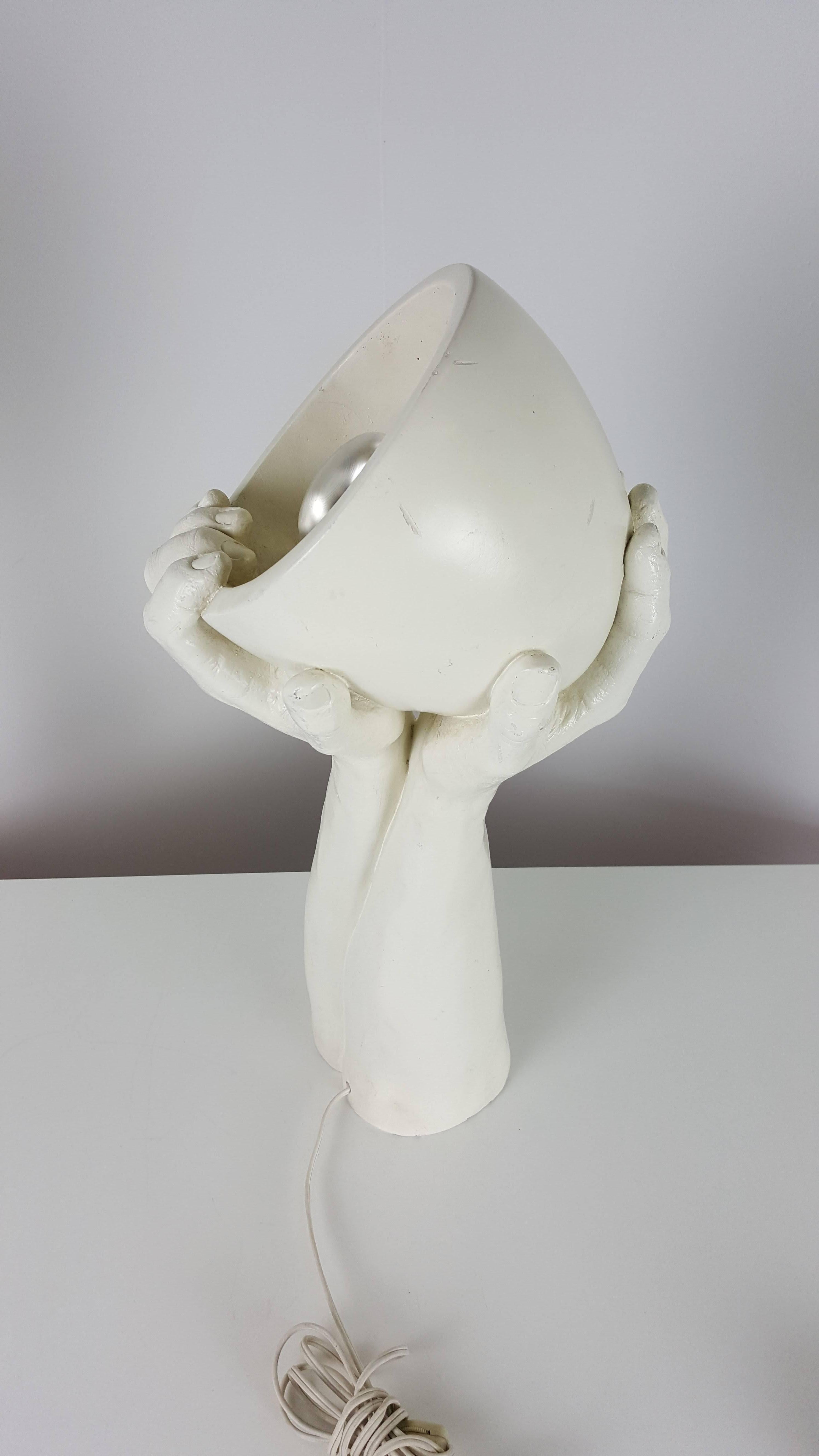 Rare surrealist plaster table lamp by Ceramicist Richard Etts, 1974.

We offer free regular deliveries to NYC and Philadelphia area. Delivery to DC, MD, CT and MA are available if schedule permits, please message for a location-based delivery
