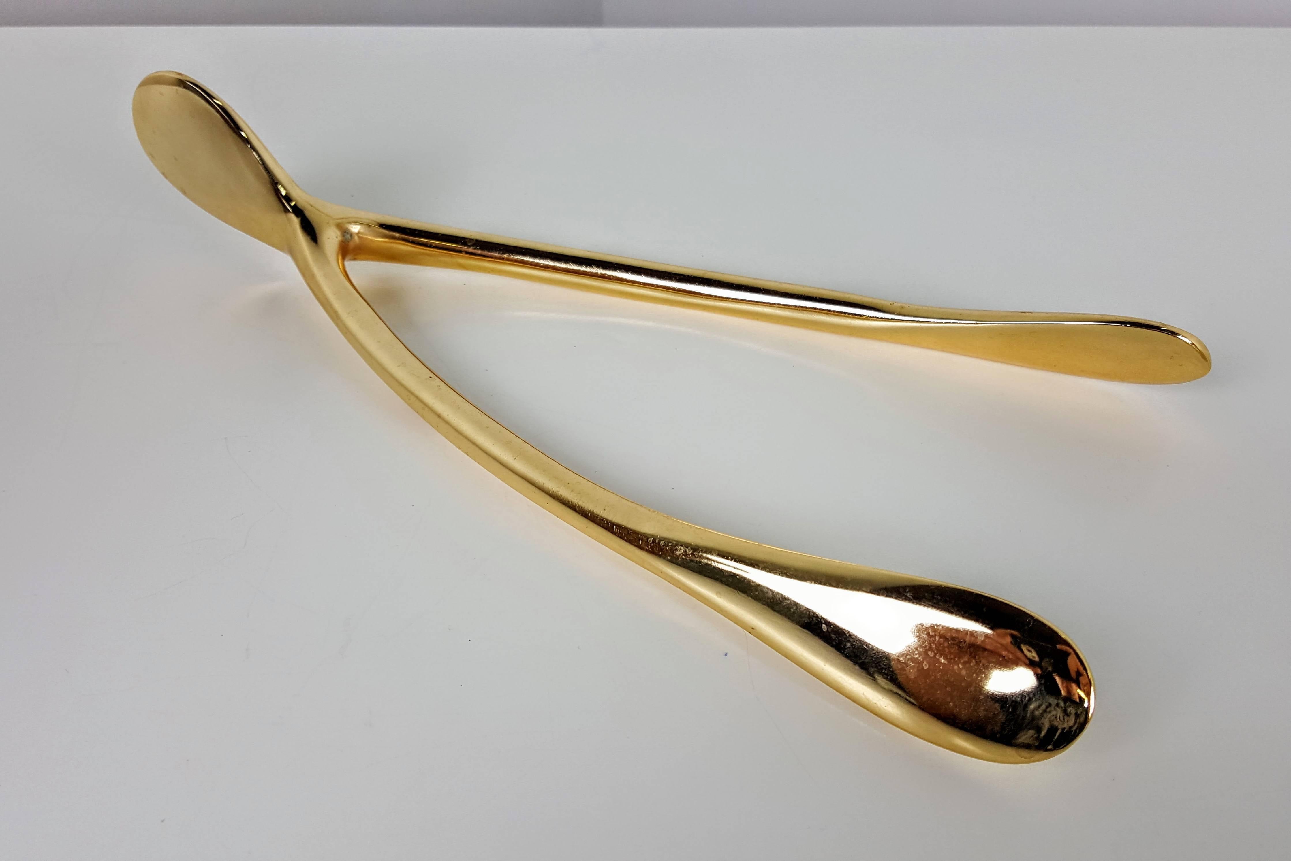 Mid-Century Modern Massive Anatomical Brass Wishbone Objet or Paperweight